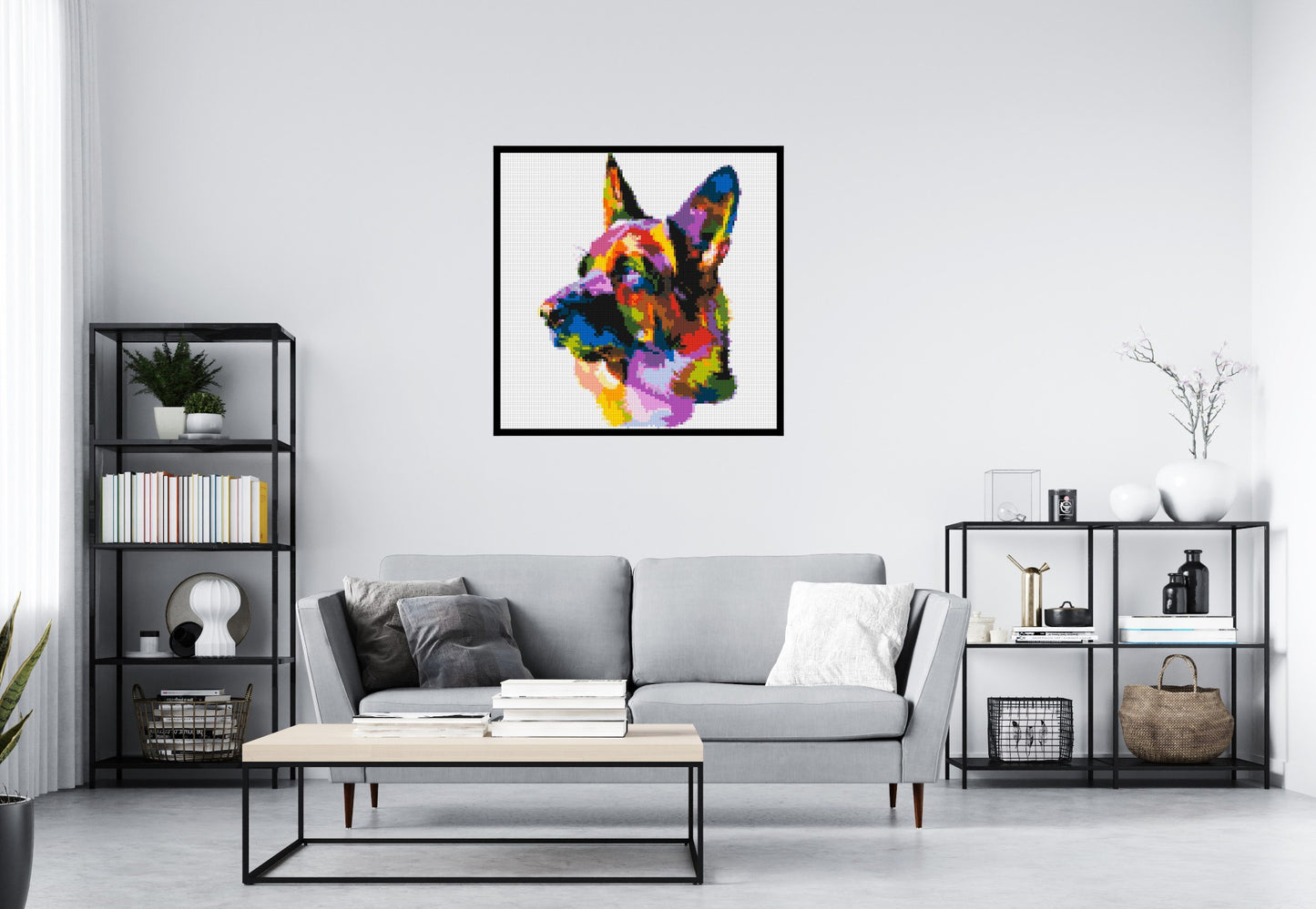 German Shepherd Colourful Pop Art - Brick Art Mosaic Kit 5x5 large