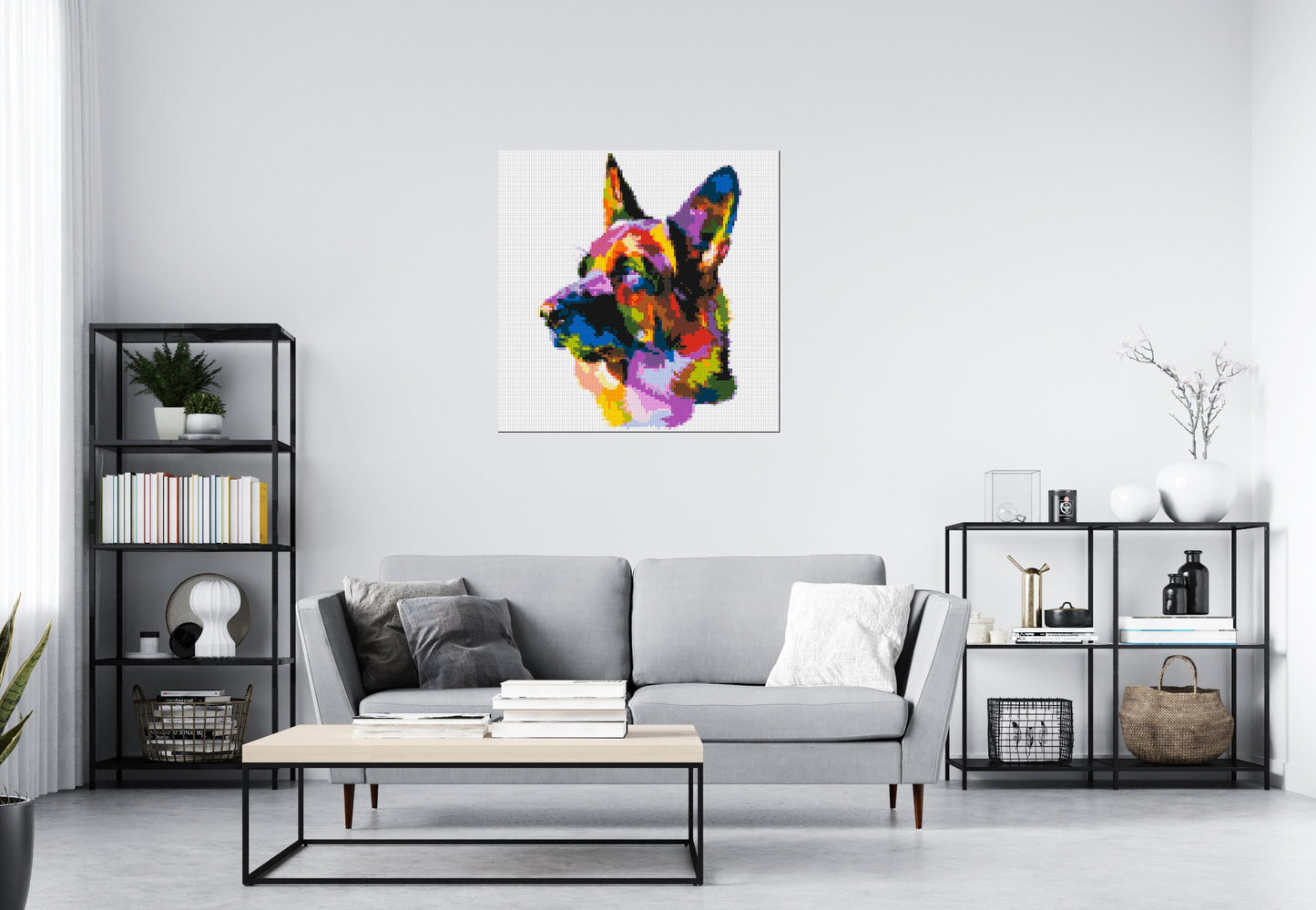 German Shepherd Colourful Pop Art - Brick Art Mosaic Kit 5x5 large