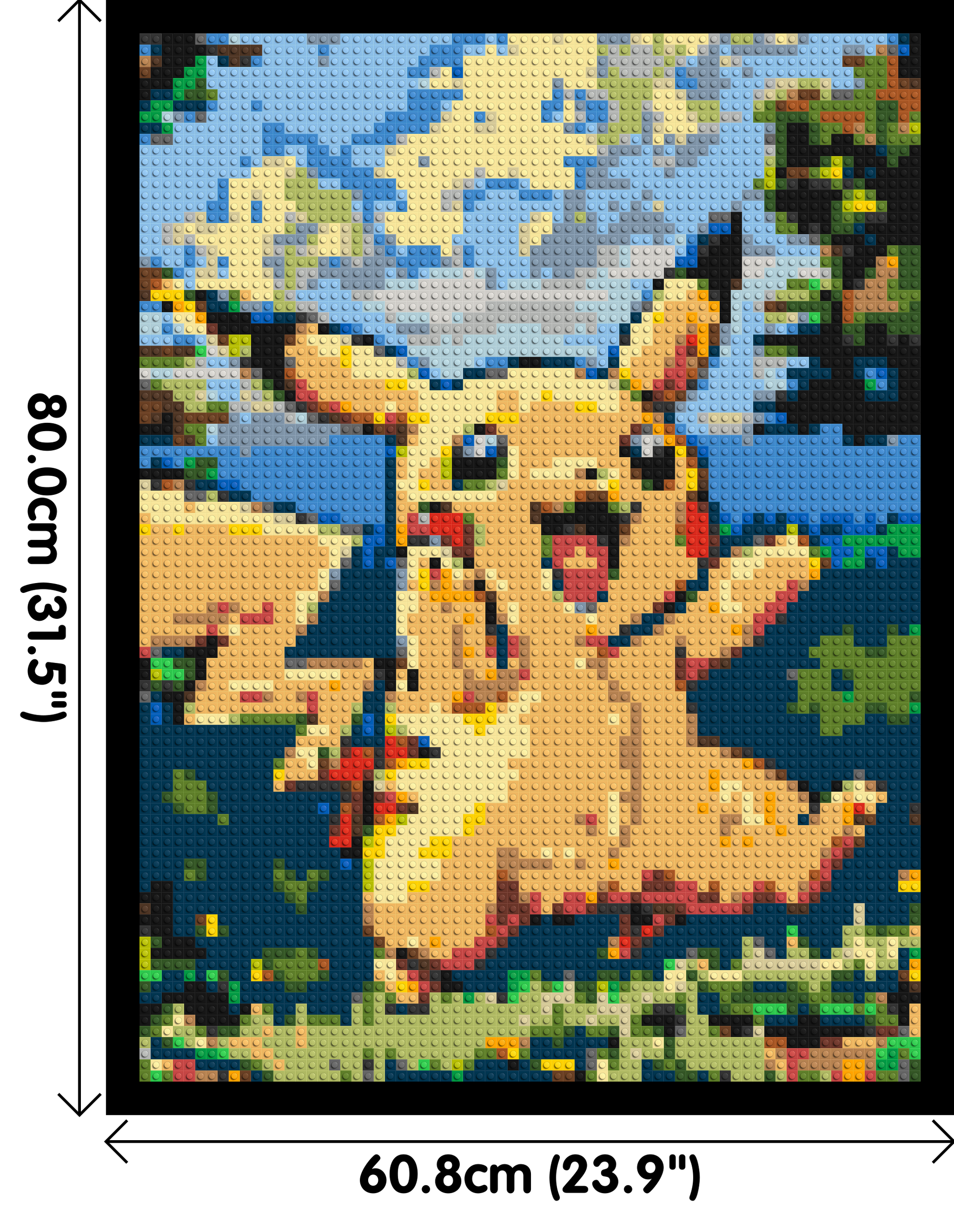 Pikachu - Brick Art Mosaic Kit 3x4 dimensions with frame