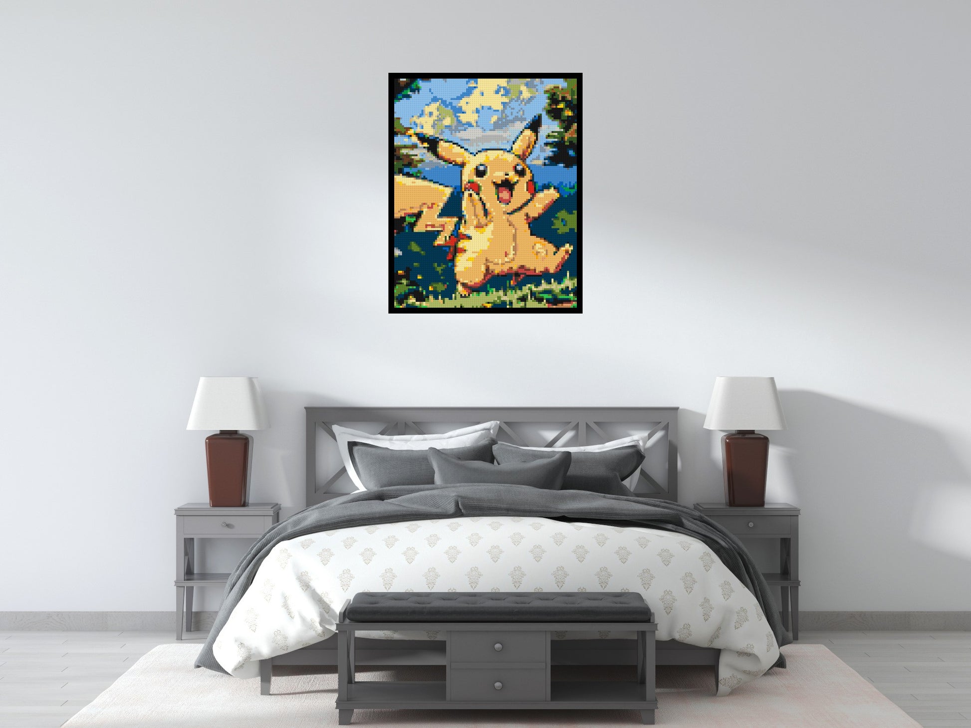 Pikachu - Brick Art Mosaic Kit 4x5 scene with frame