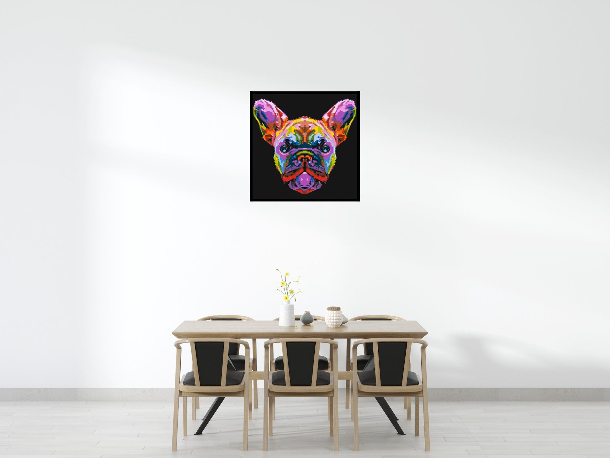 French Bulldog Colourful Pop Art - Brick Art Mosaic Kit 5x5 scene with frame