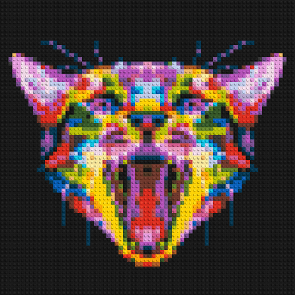 Meowing Cat Colourful Pop Art - Brick Art Mosaic Kit 3x3 large