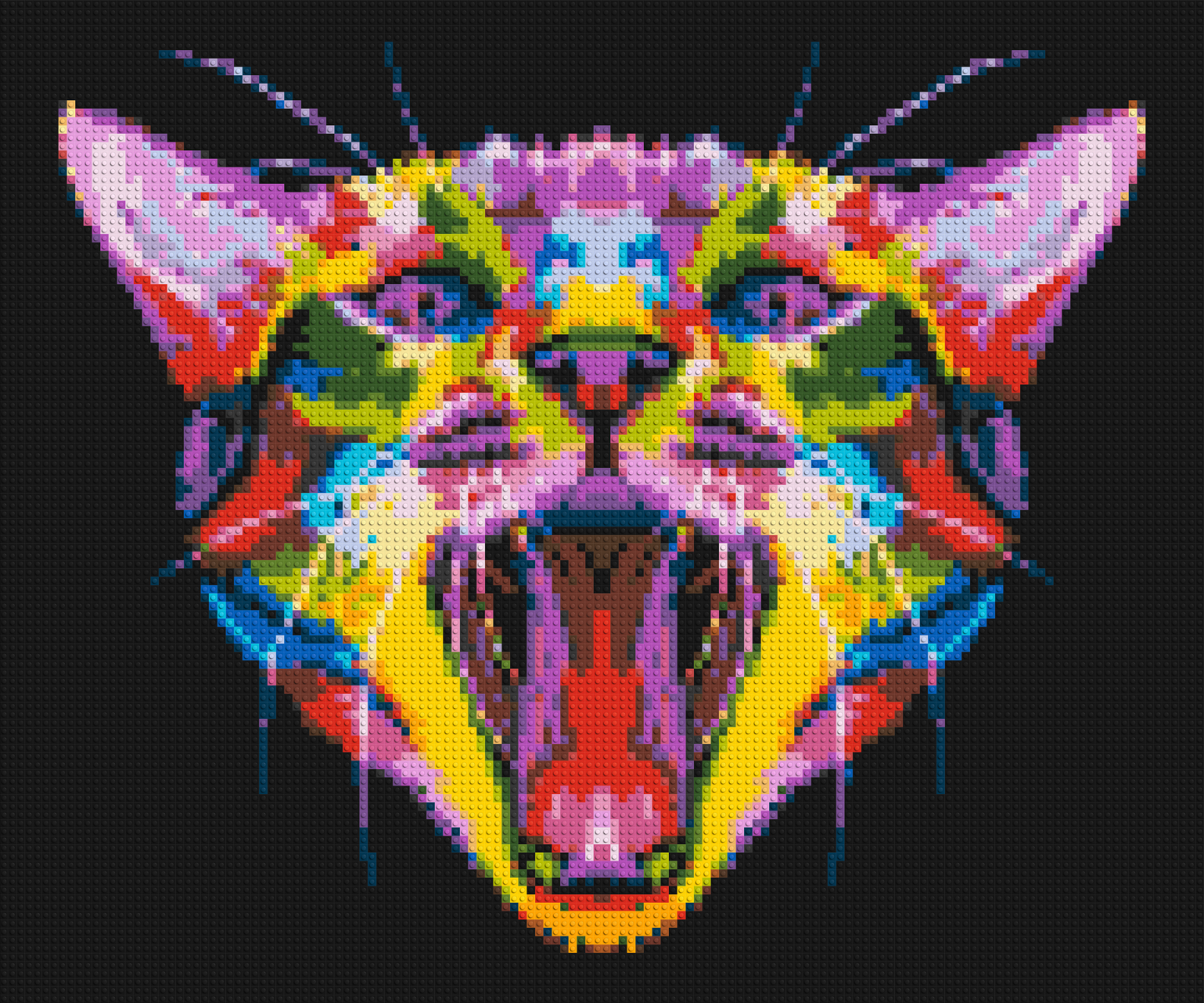 Meowing Cat Colourful Pop Art - Brick Art Mosaic Kit 6x5 large