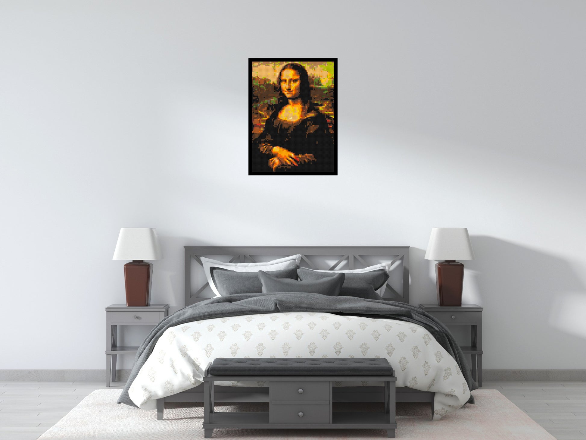 The Mona Lisa by Leonardo Da Vinci - Brick Art Mosaic Kit 3x4 scene with frame