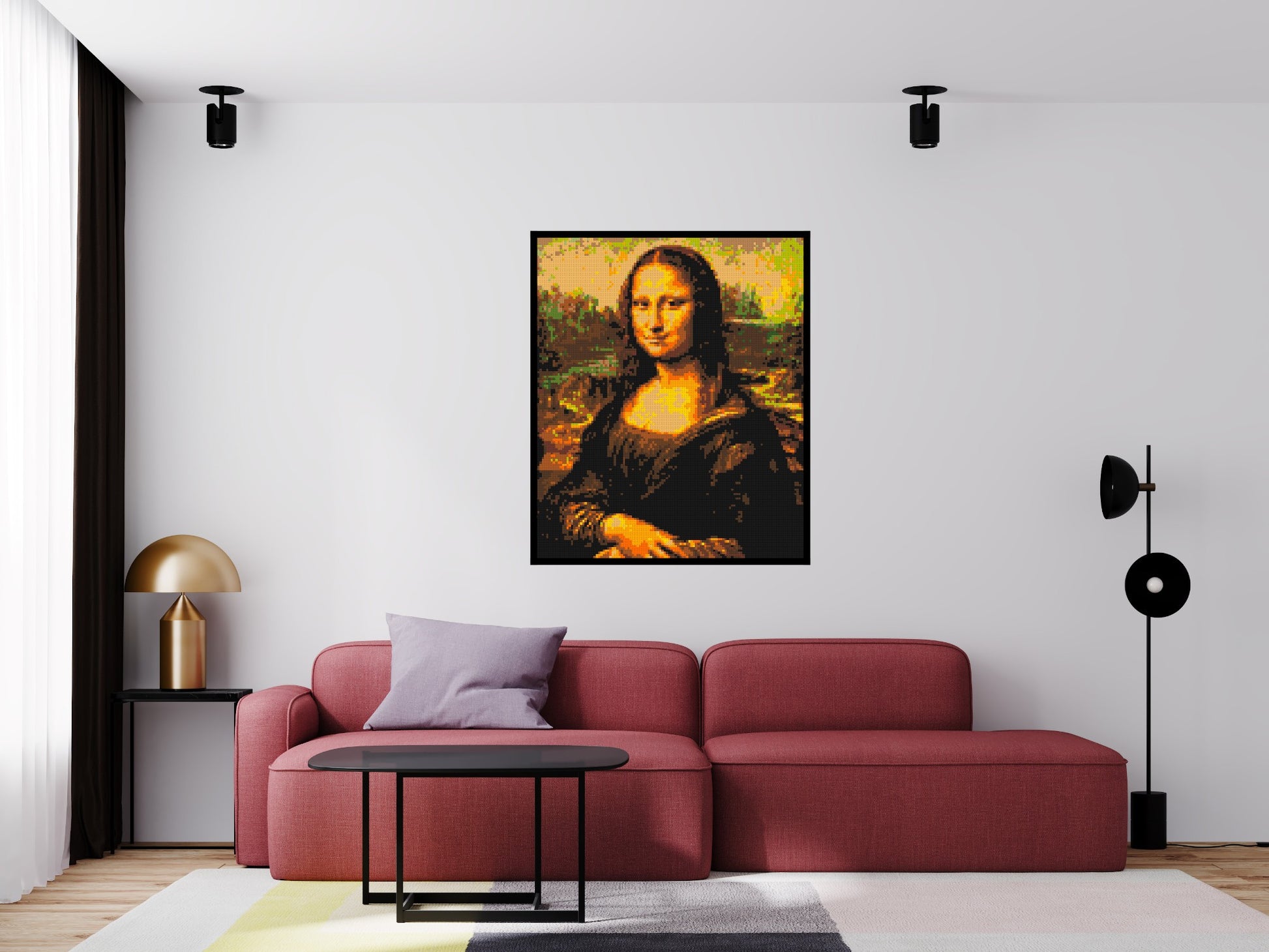 The Mona Lisa by Leonardo Da Vinci - Brick Art Mosaic Kit 5x6 scene with frame