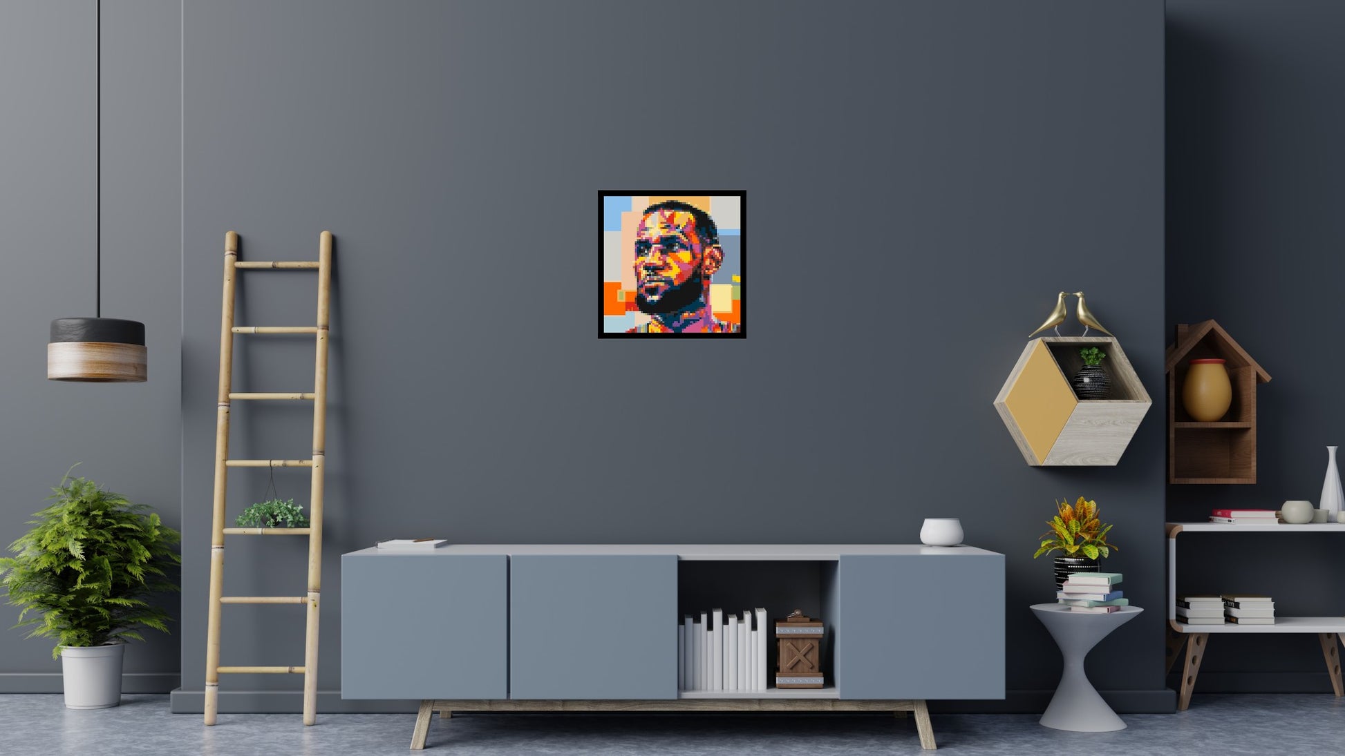 LeBron James - Brick Art Mosaic Kit 3x3 scene with frame