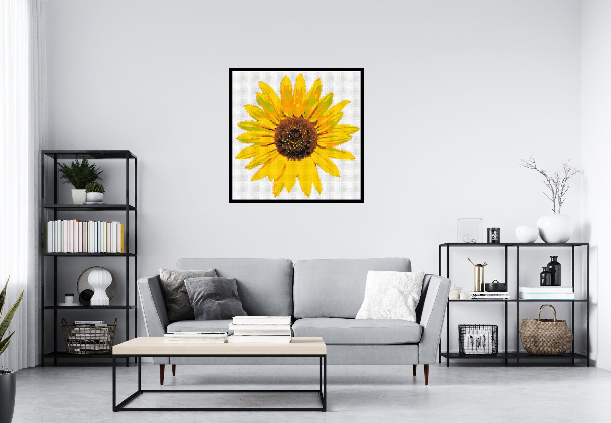 Sunflower - Brick Art Mosaic Kit 5x5 scene with frame