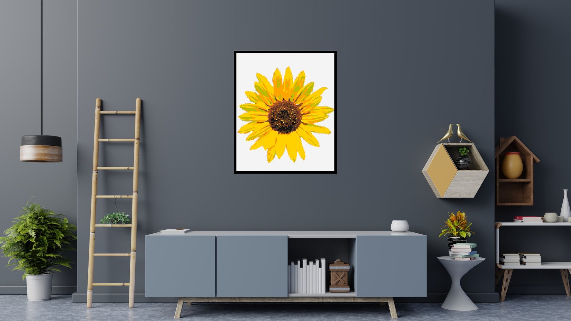 Sunflower - Brick Art Mosaic Kit 5x6 scene with frame