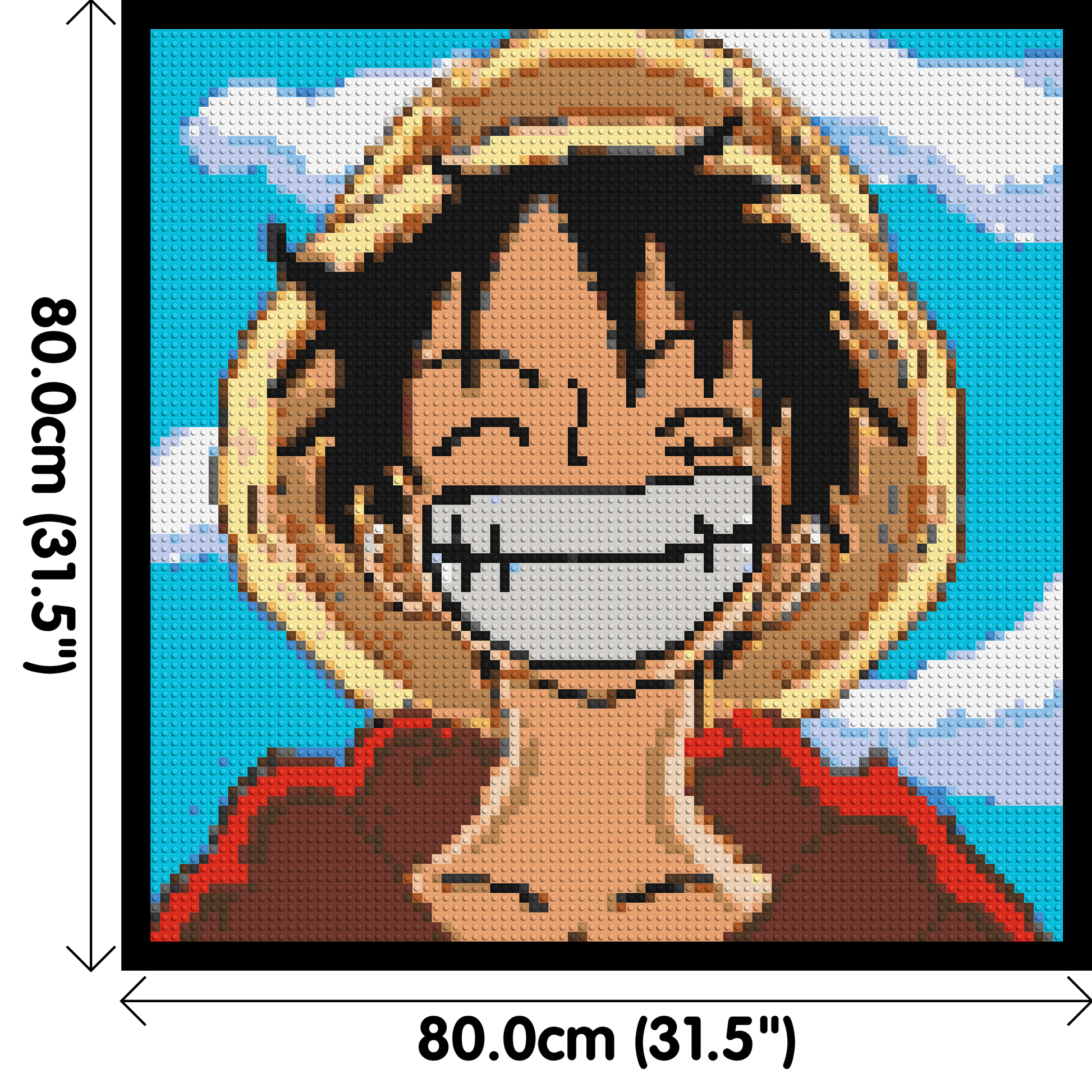 Monkey D. Luffy Pixel Art - Brick Art Mosaic Kit 4x4 dimensions with frame