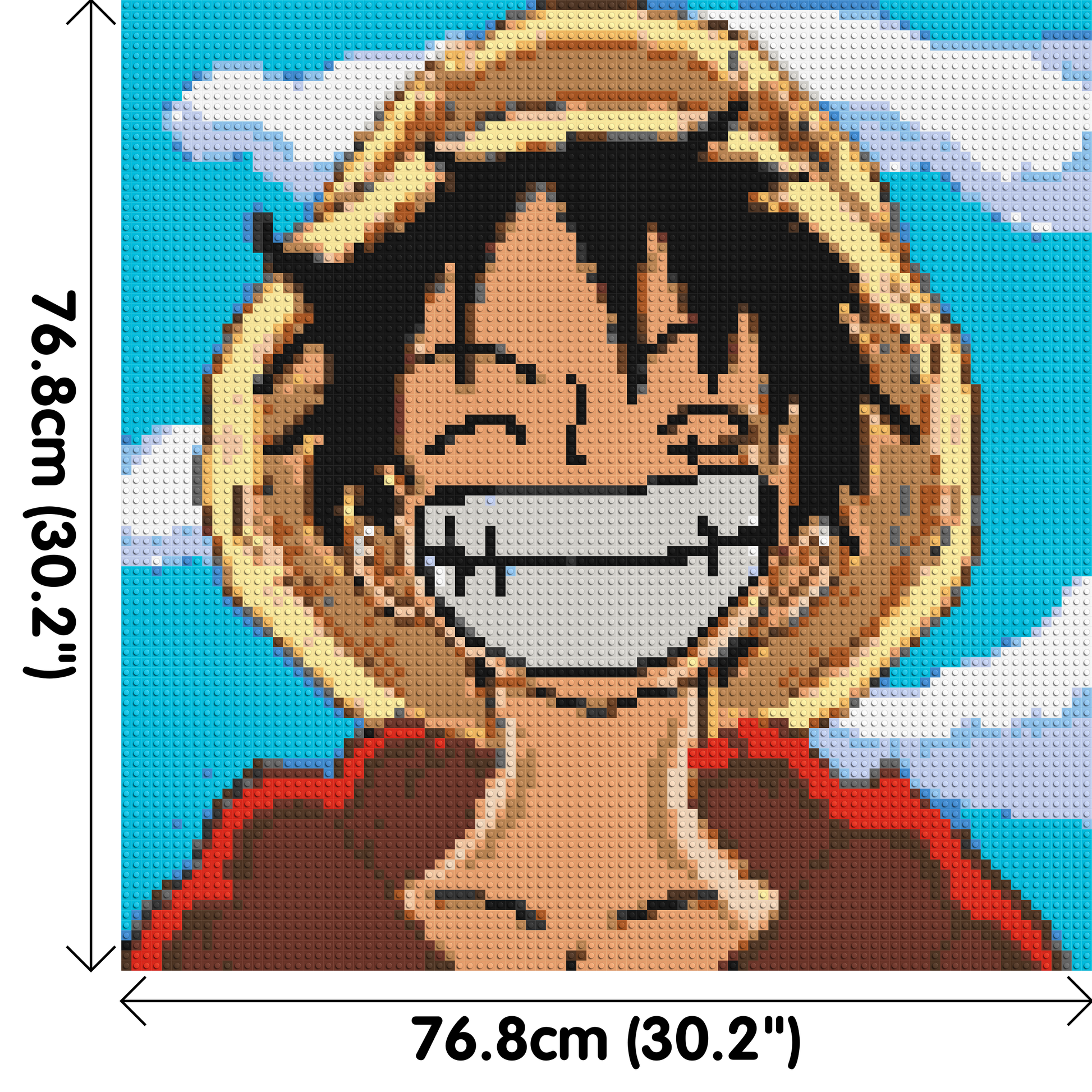 Monkey D. Luffy Pixel Art - Brick Art Mosaic Kit 4x4 dimensions