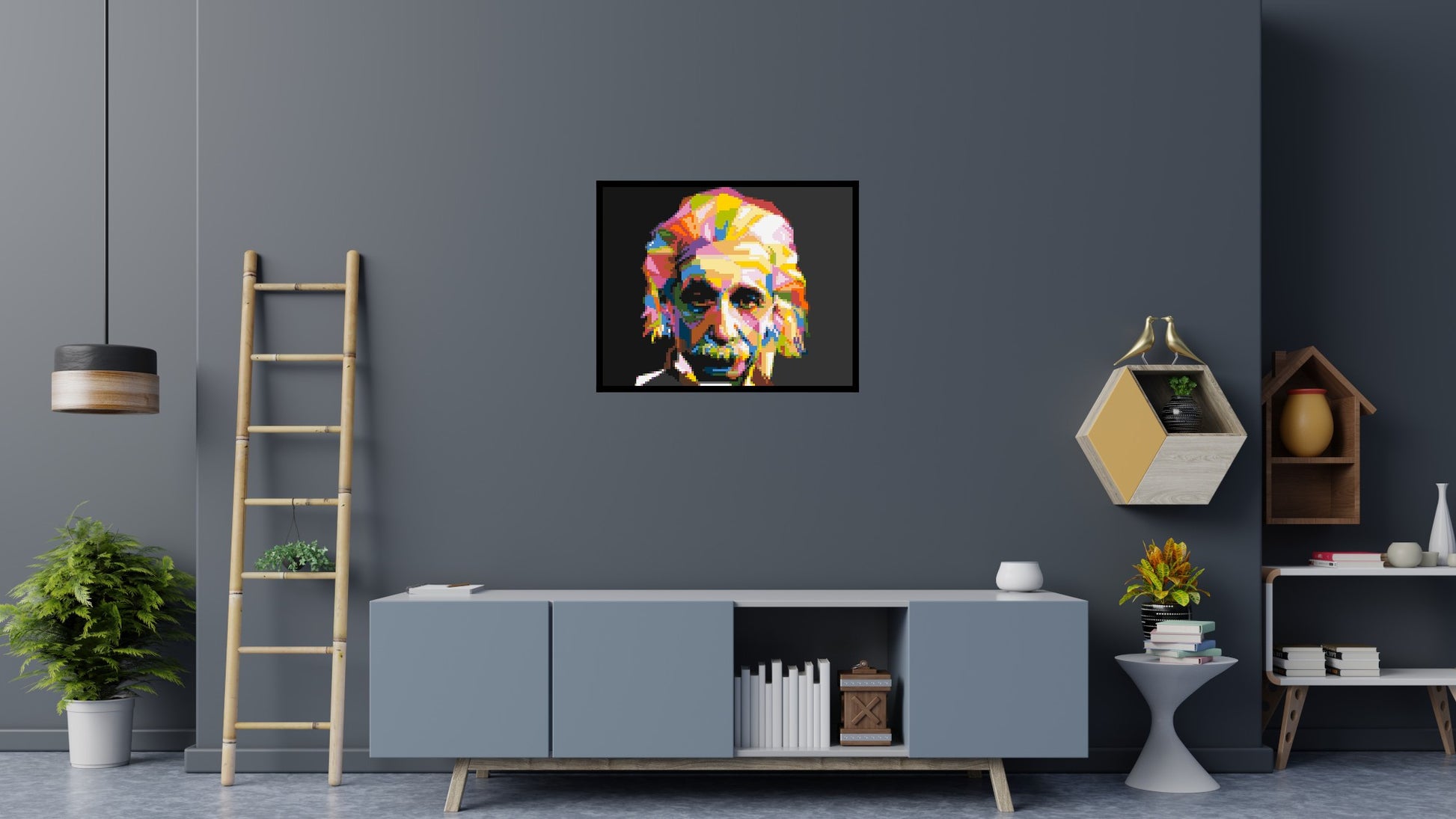 Albert Einstein - Brick Art Mosaic Kit 5x4 scene with frame