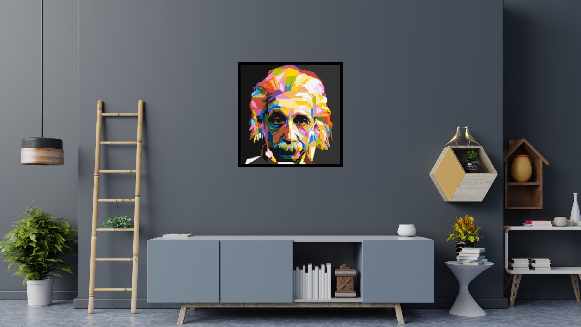 Albert Einstein - Brick Art Mosaic Kit 5x5 scene with frame