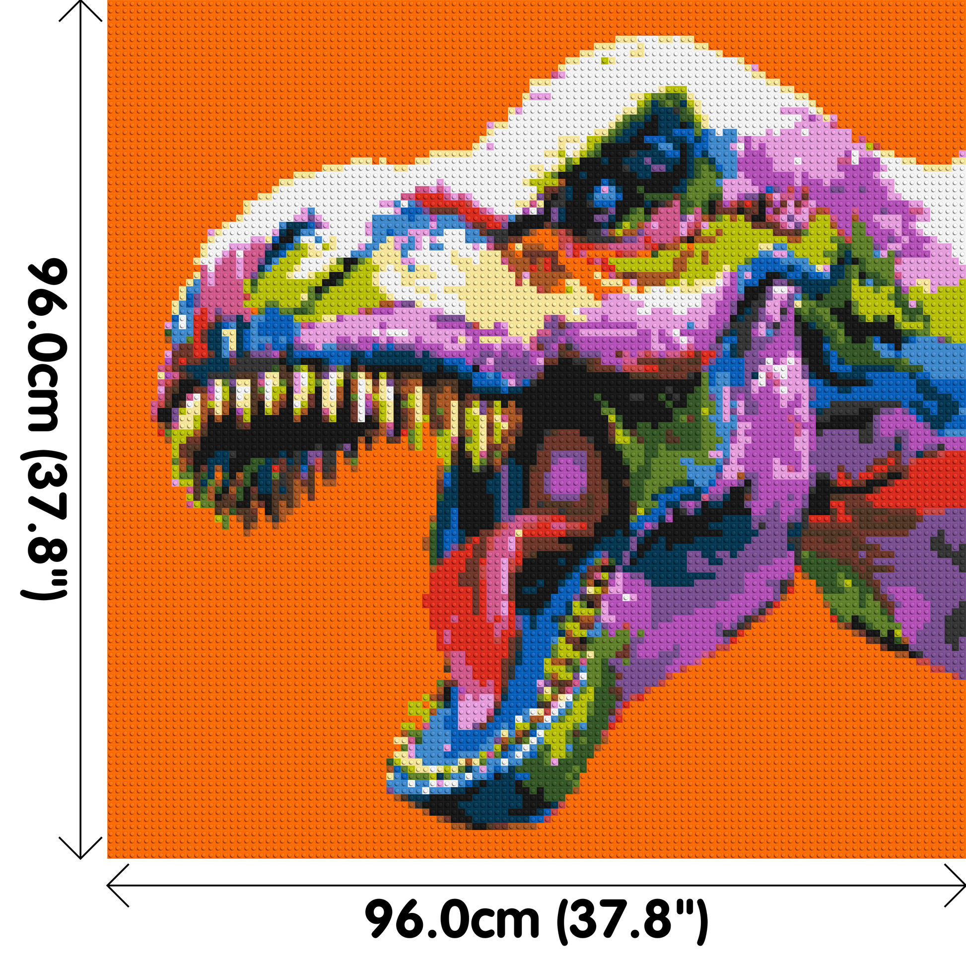 Dinosaur Colourful Pop Art  - Brick Art Mosaic Kit 5x5 dimensions