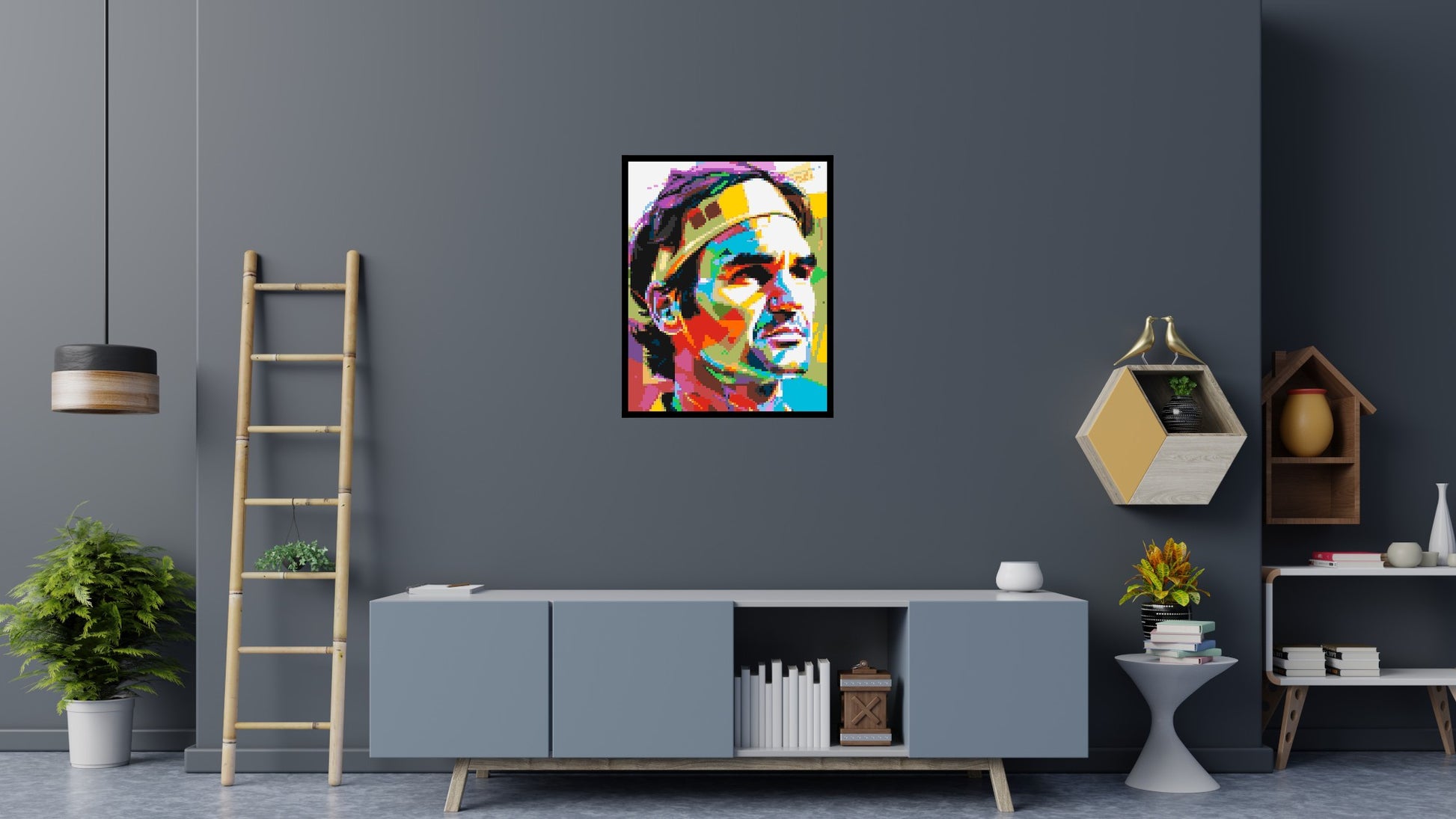 Roger Federer - Brick Art Mosaic Kit 4x5 scene with frame