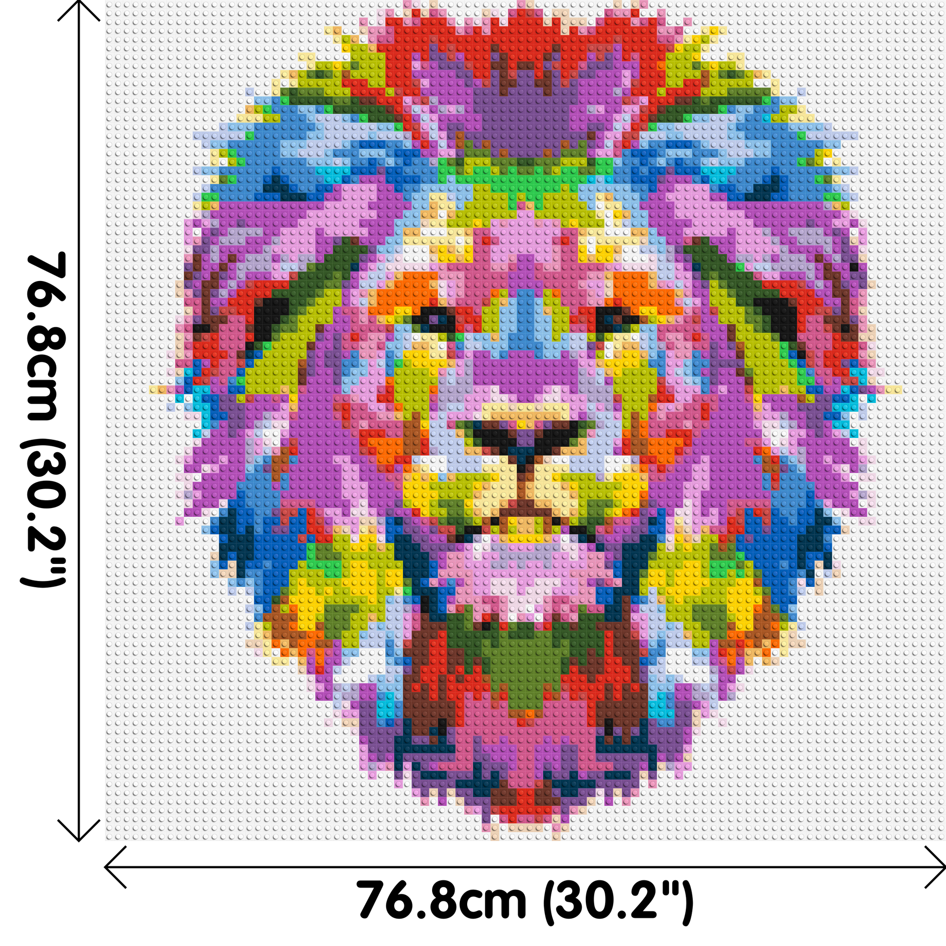 Regal Lion Colourful Pop Art - Brick Art Mosaic Kit 4x4 dimensions