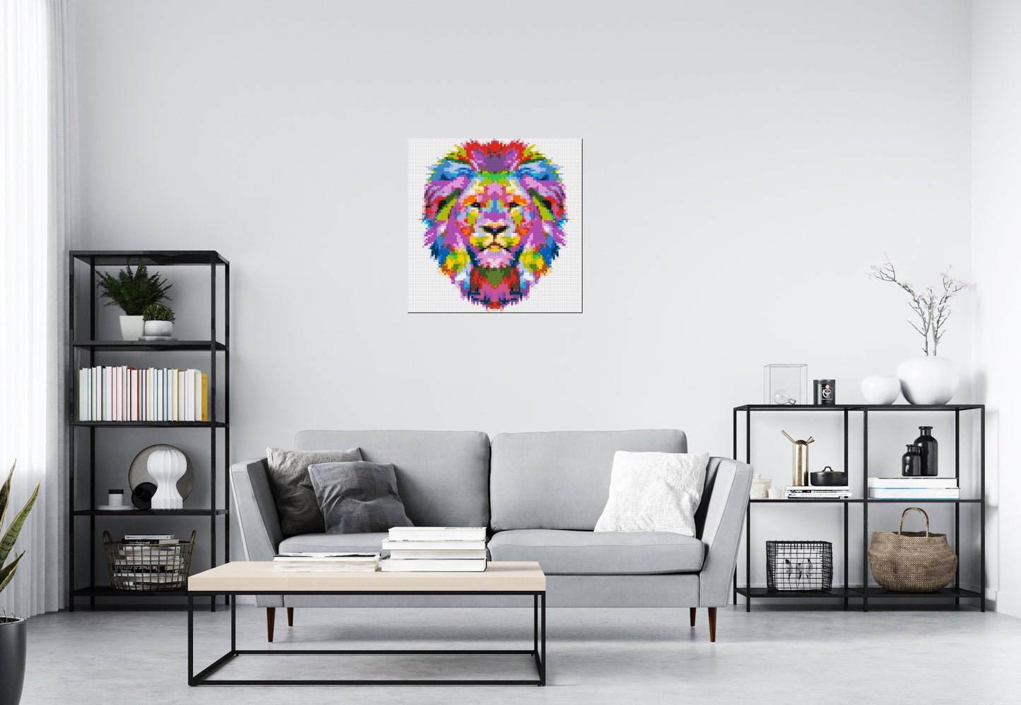 Regal Lion Colourful Pop Art - Brick Art Mosaic Kit 4x4 large