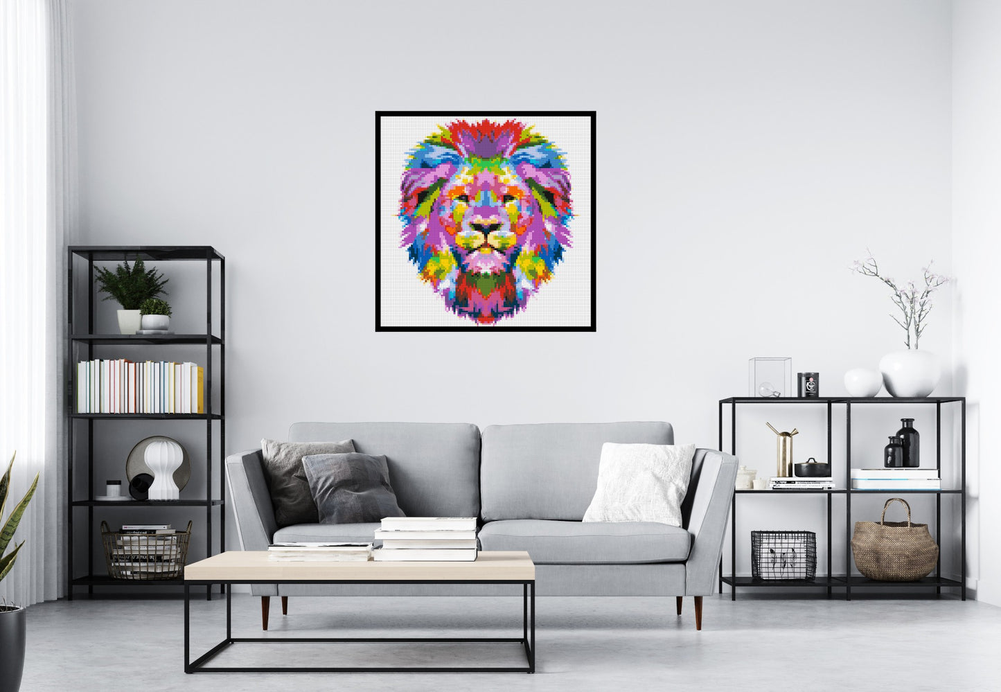 Regal Lion Colourful Pop Art - Brick Art Mosaic Kit 5x5 large