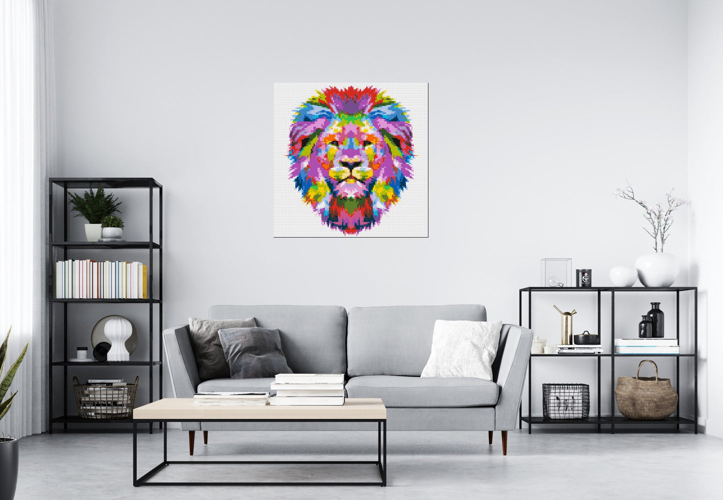 Regal Lion Colourful Pop Art - Brick Art Mosaic Kit 5x5 large