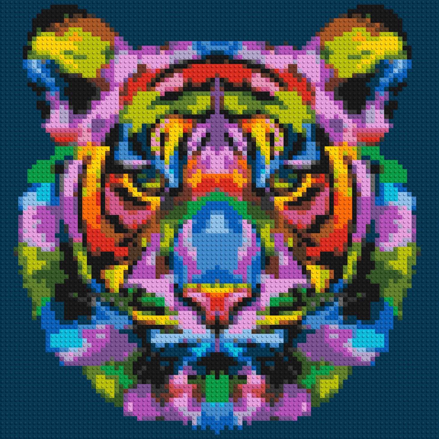 Tiger Colourful Pop Art - Brick Art Mosaic Kit 4x4 large