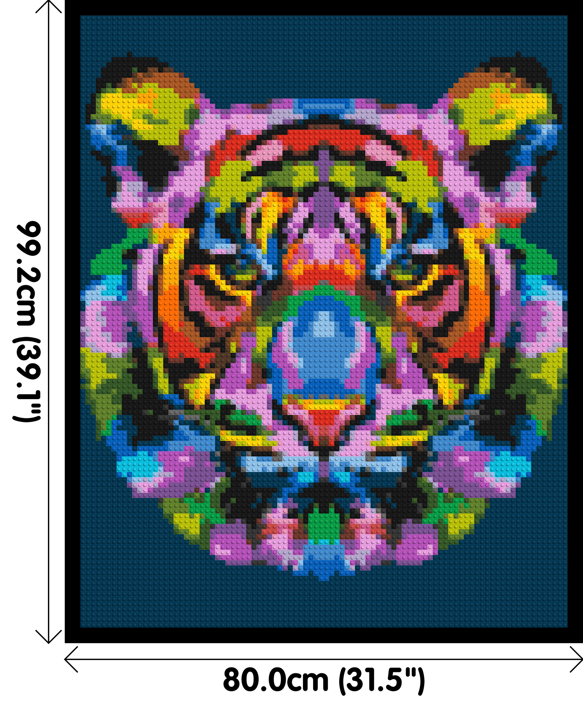 Tiger Colourful Pop Art - Brick Art Mosaic Kit 4x5 dimensions with frame