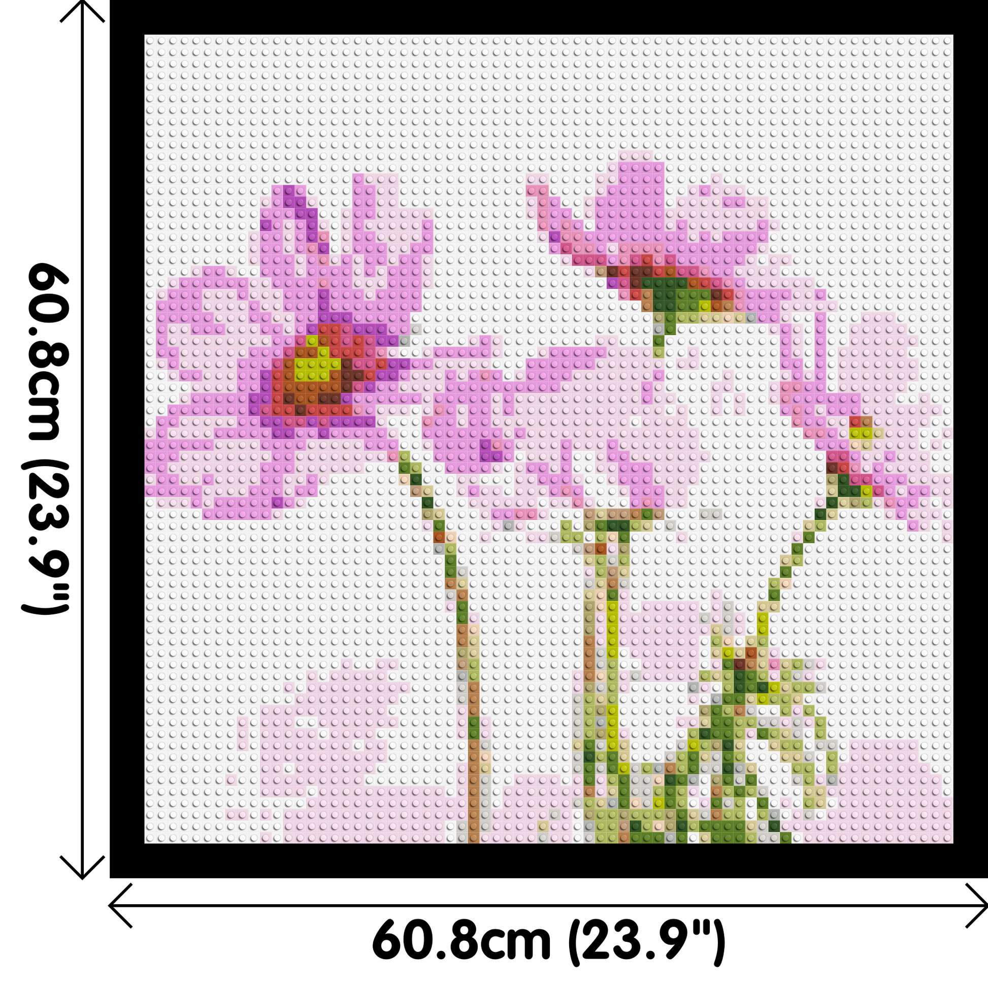 Pink Cosmea - Brick Art Mosaic Kit 3x3 dimensions with frame