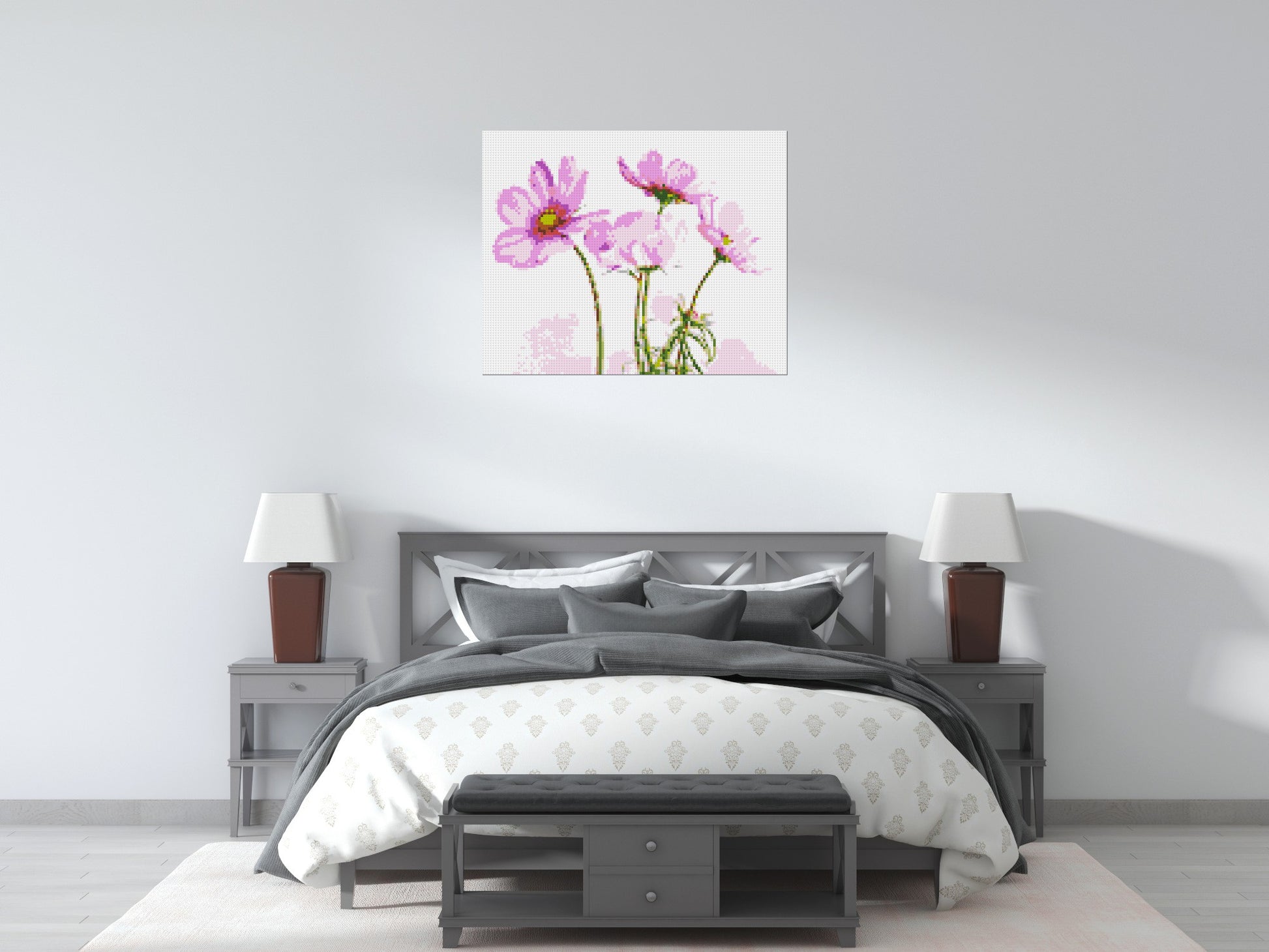 Pink Cosmea - Brick Art Mosaic Kit 5x4 scene