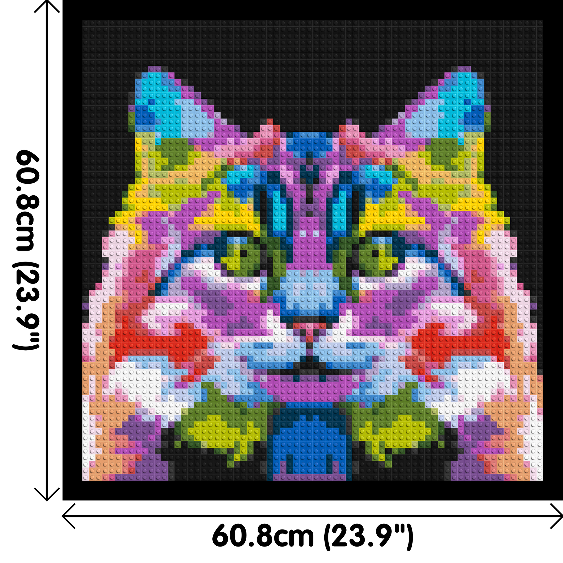 Cat #2 Colourful Pop Art - Brick Art Mosaic Kit 3x3 dimensions with frame