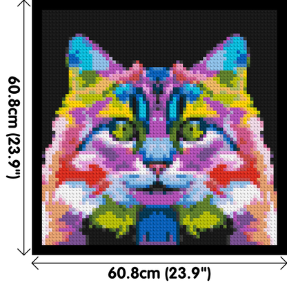 Cat #2 Colourful Pop Art - Brick Art Mosaic Kit 3x3 large