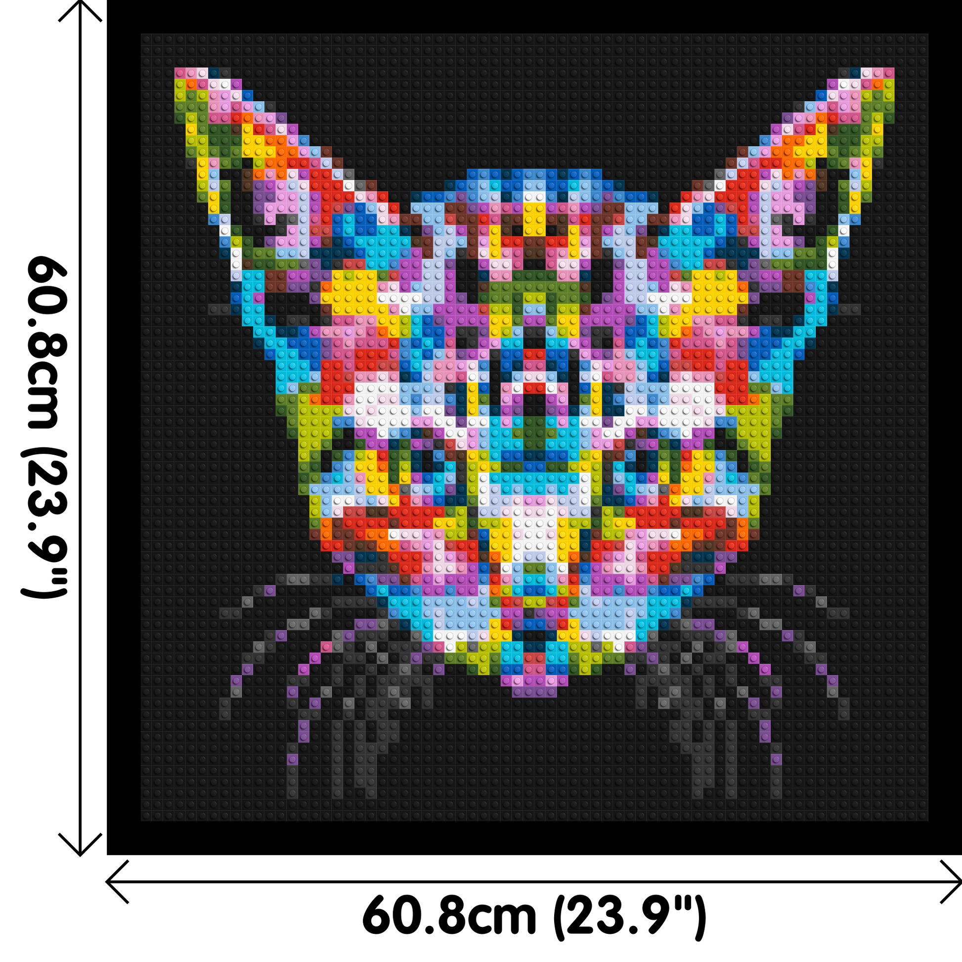 Cat #3 Colourful Pop Art - Brick Art Mosaic Kit 3x3 dimensions with frame