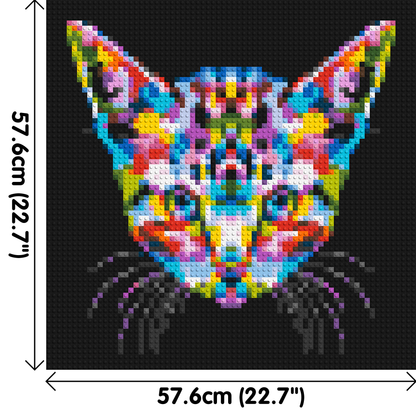 Cat #3 Colourful Pop Art - Brick Art Mosaic Kit 3x3 large