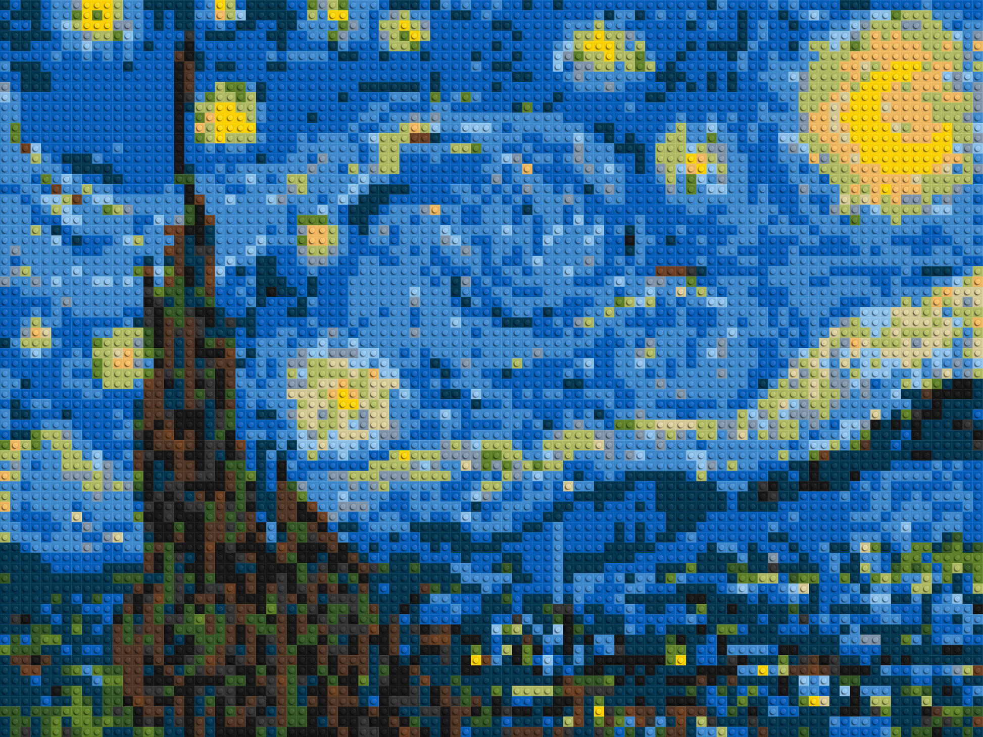 Starry Night by Vincent Van Gogh - Brick Art Mosaic Kit 4x3 large