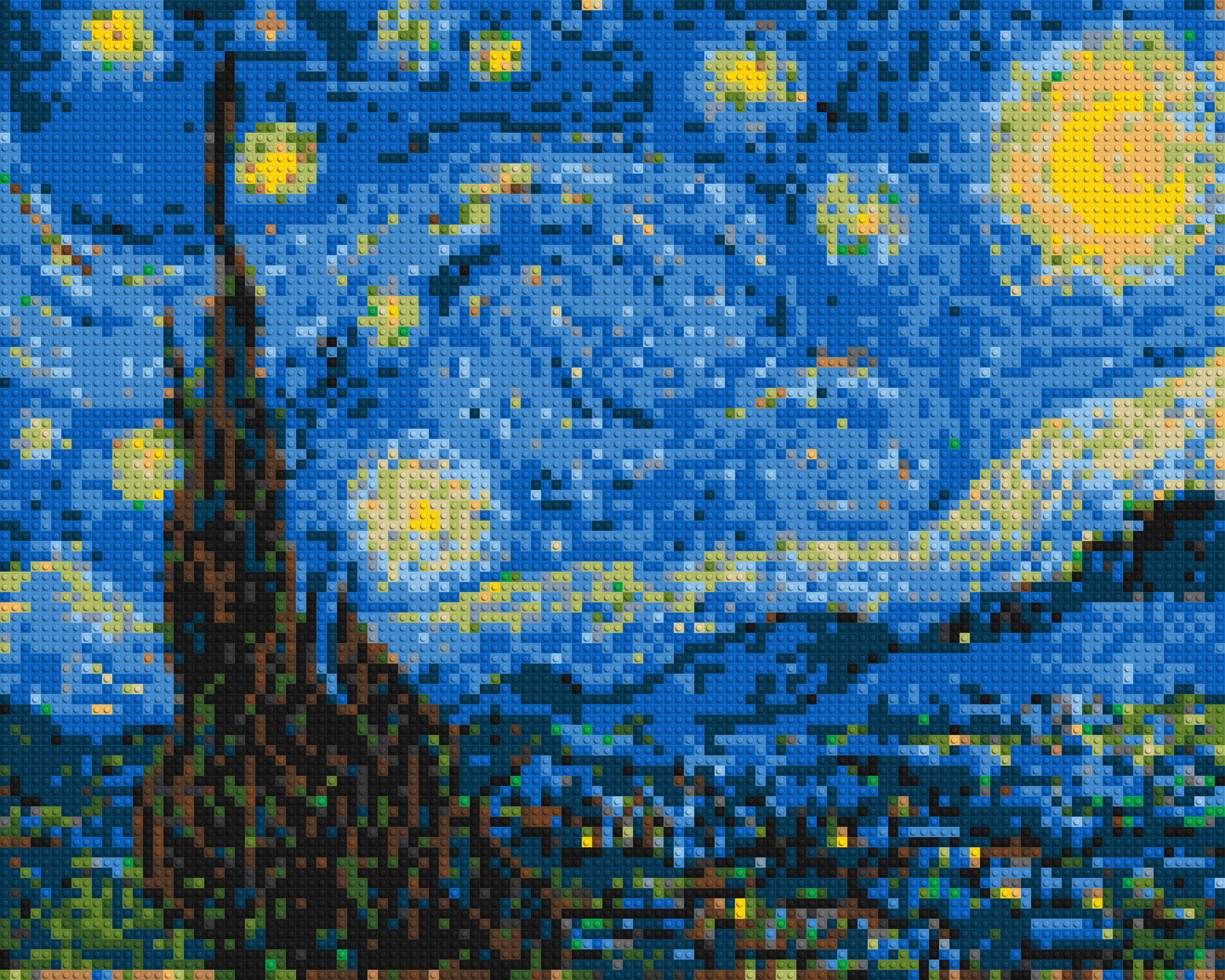 Starry Night by Vincent Van Gogh - Brick Art Mosaic Kit 5x4 large