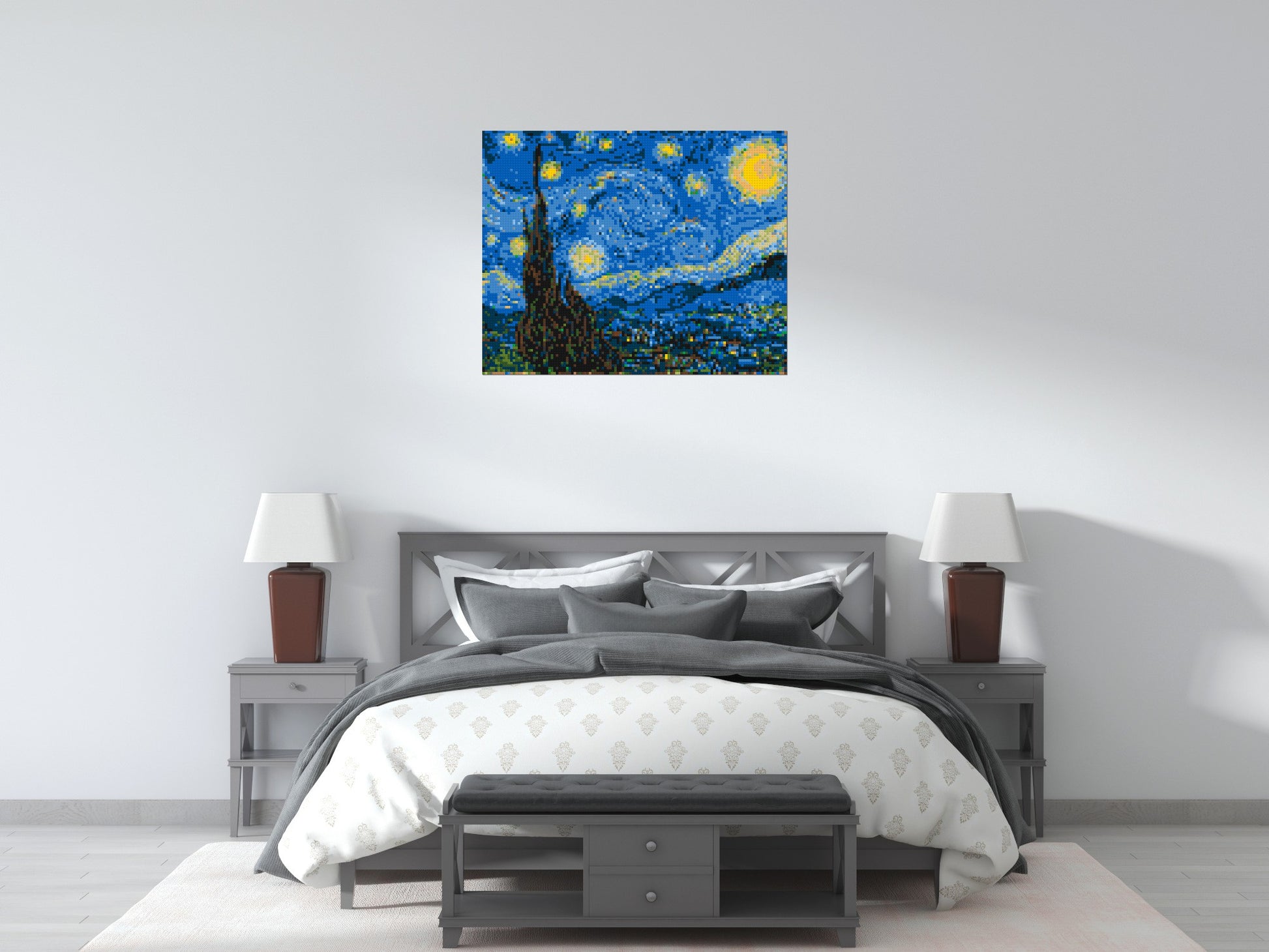 Starry Night by Vincent Van Gogh - Brick Art Mosaic Kit 5x4 scene