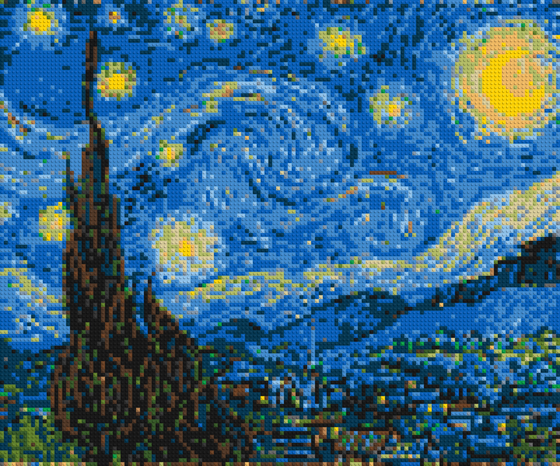 Starry Night by Vincent Van Gogh - Brick Art Mosaic Kit 6x5 large