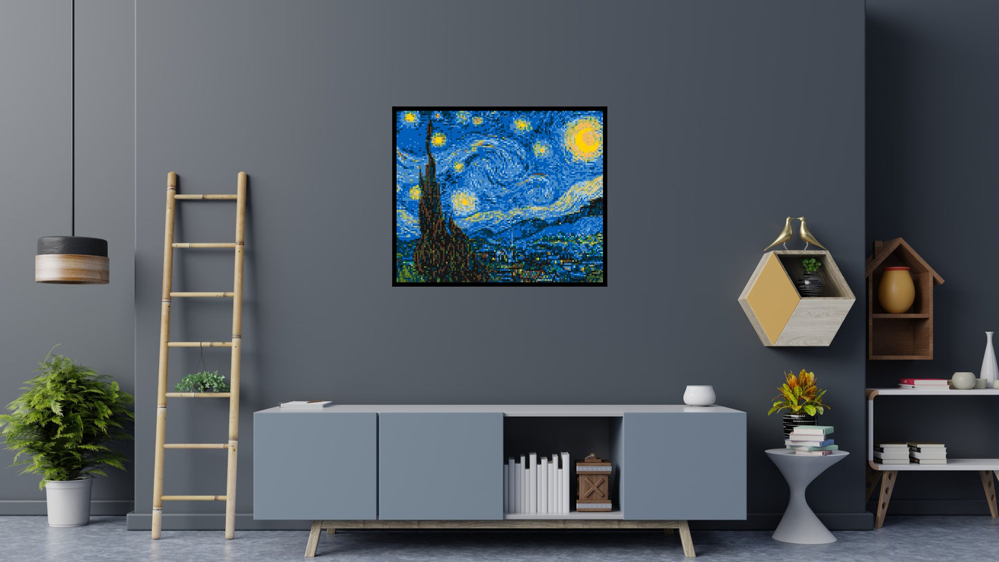 Starry Night by Vincent Van Gogh - Brick Art Mosaic Kit 6x5 large