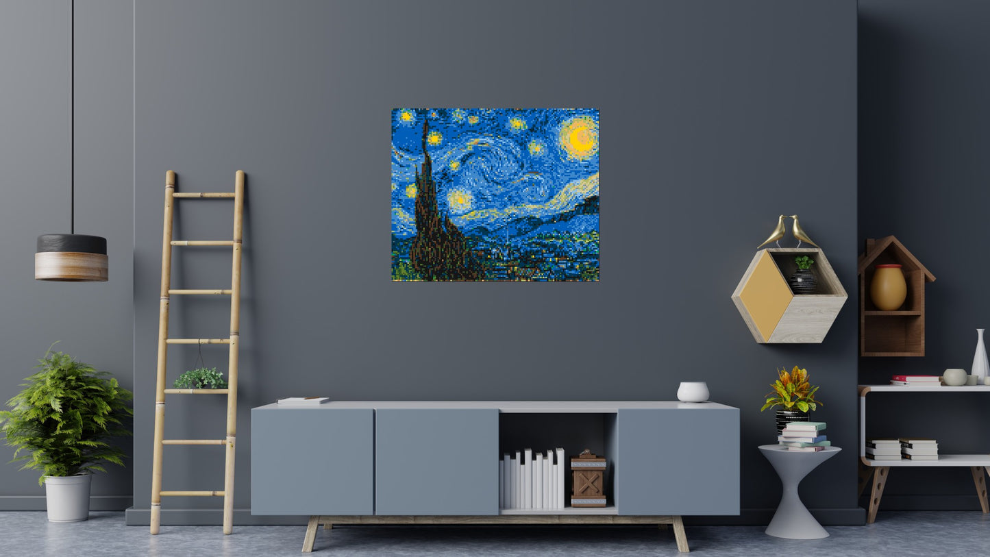 Starry Night by Vincent Van Gogh - Brick Art Mosaic Kit 6x5 large