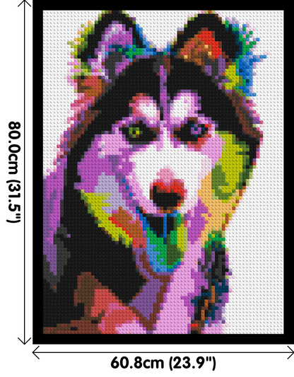 Husky Colourful Pop Art - Brick Art Mosaic Kit 3x4 large