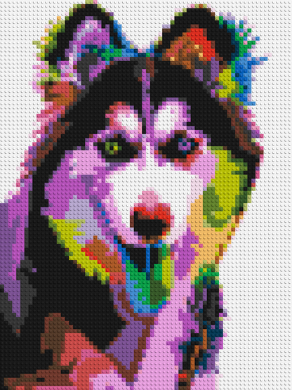 Husky Colourful Pop Art - Brick Art Mosaic Kit 3x4 large