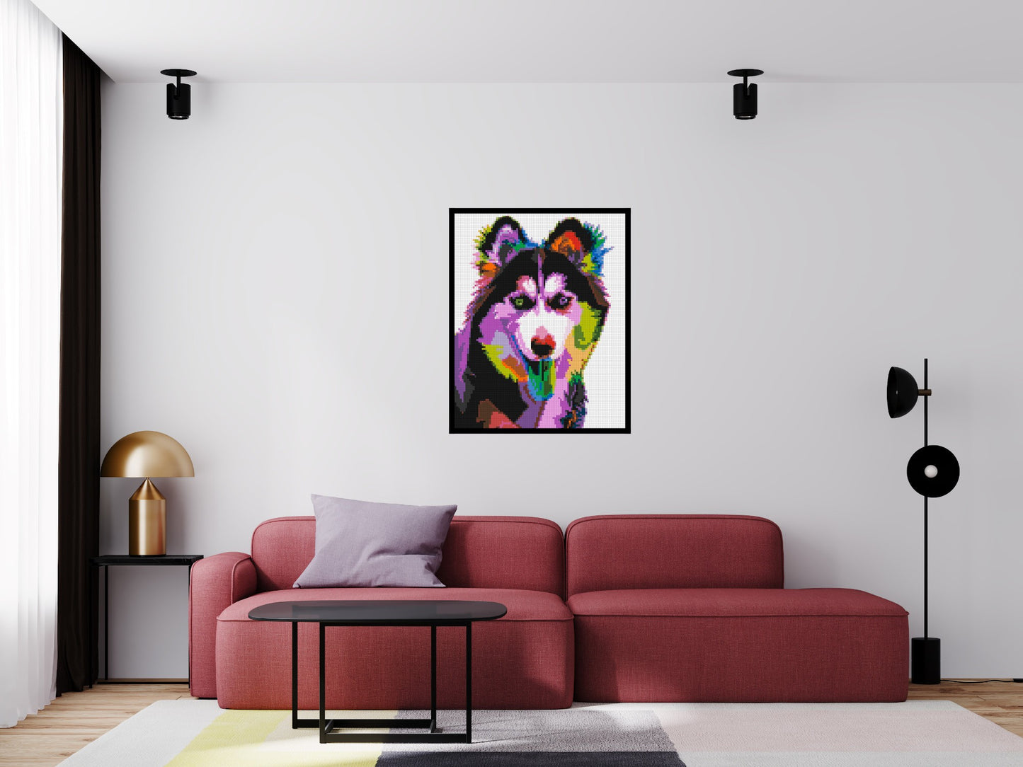 Husky Colourful Pop Art - Brick Art Mosaic Kit 4x5 large