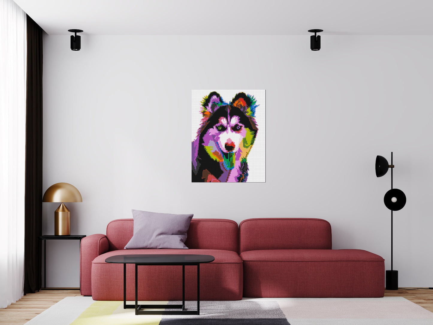 Husky Colourful Pop Art - Brick Art Mosaic Kit 4x5 large