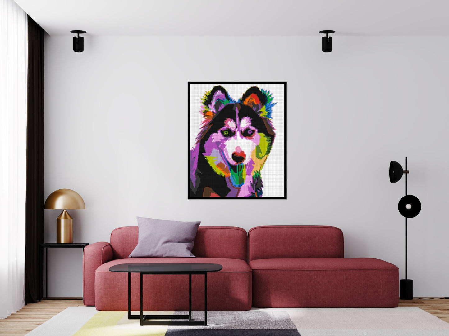 Husky Colourful Pop Art - Brick Art Mosaic Kit 5x6 large