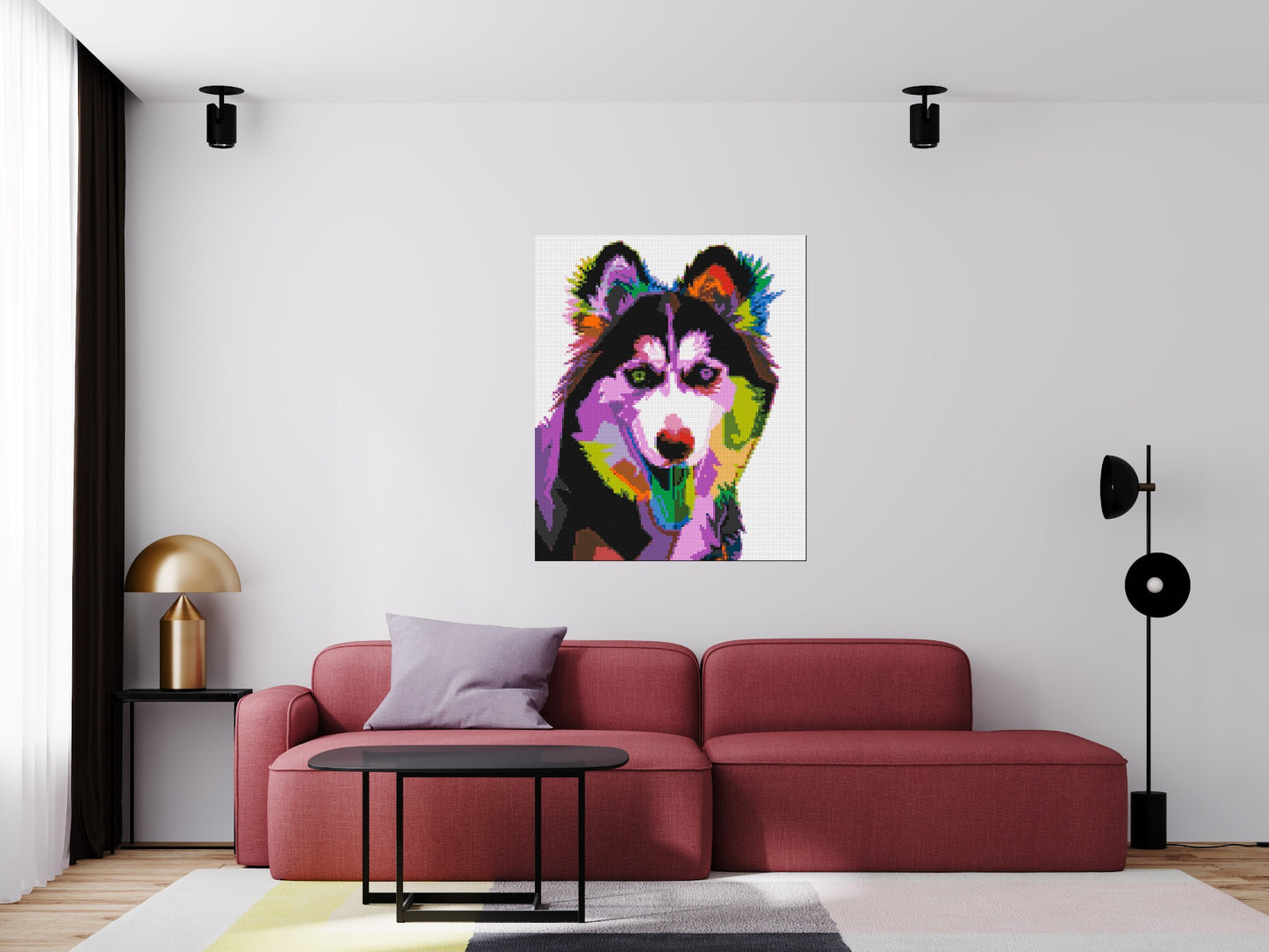 Husky Colourful Pop Art - Brick Art Mosaic Kit 5x6 large