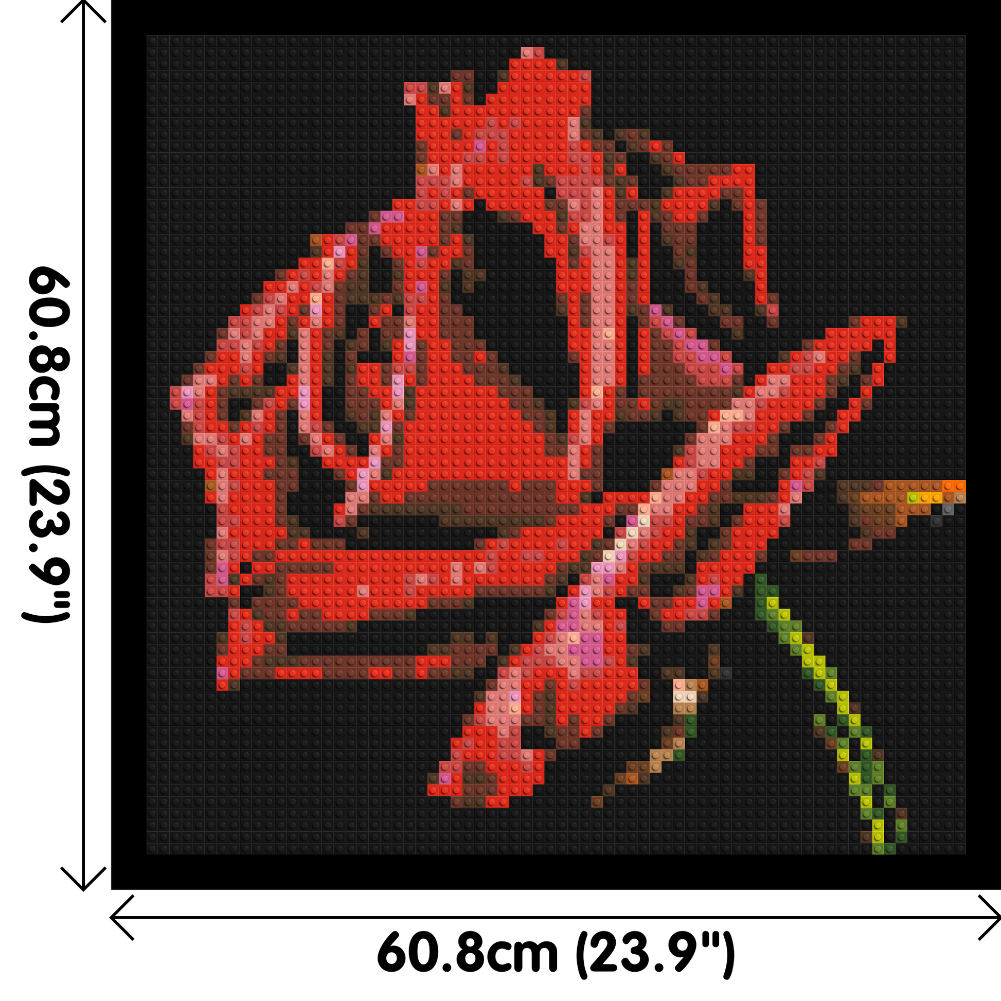 Red Rose - Brick Art Mosaic Kit 3x3 dimensions with frame