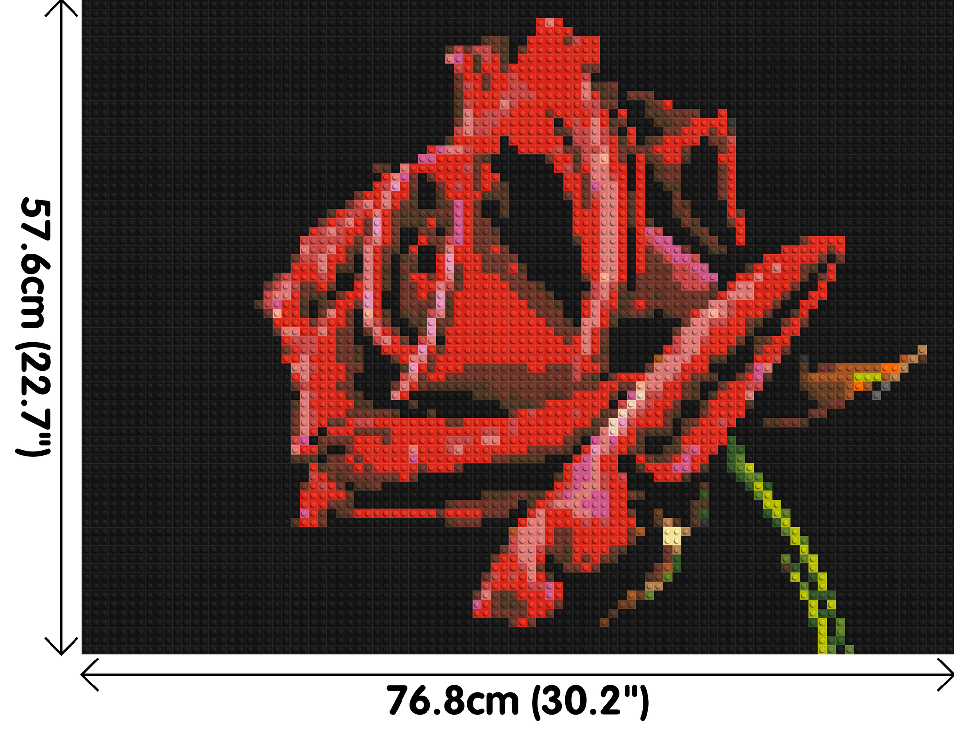 Red Rose - Brick Art Mosaic Kit 4x3 dimensions