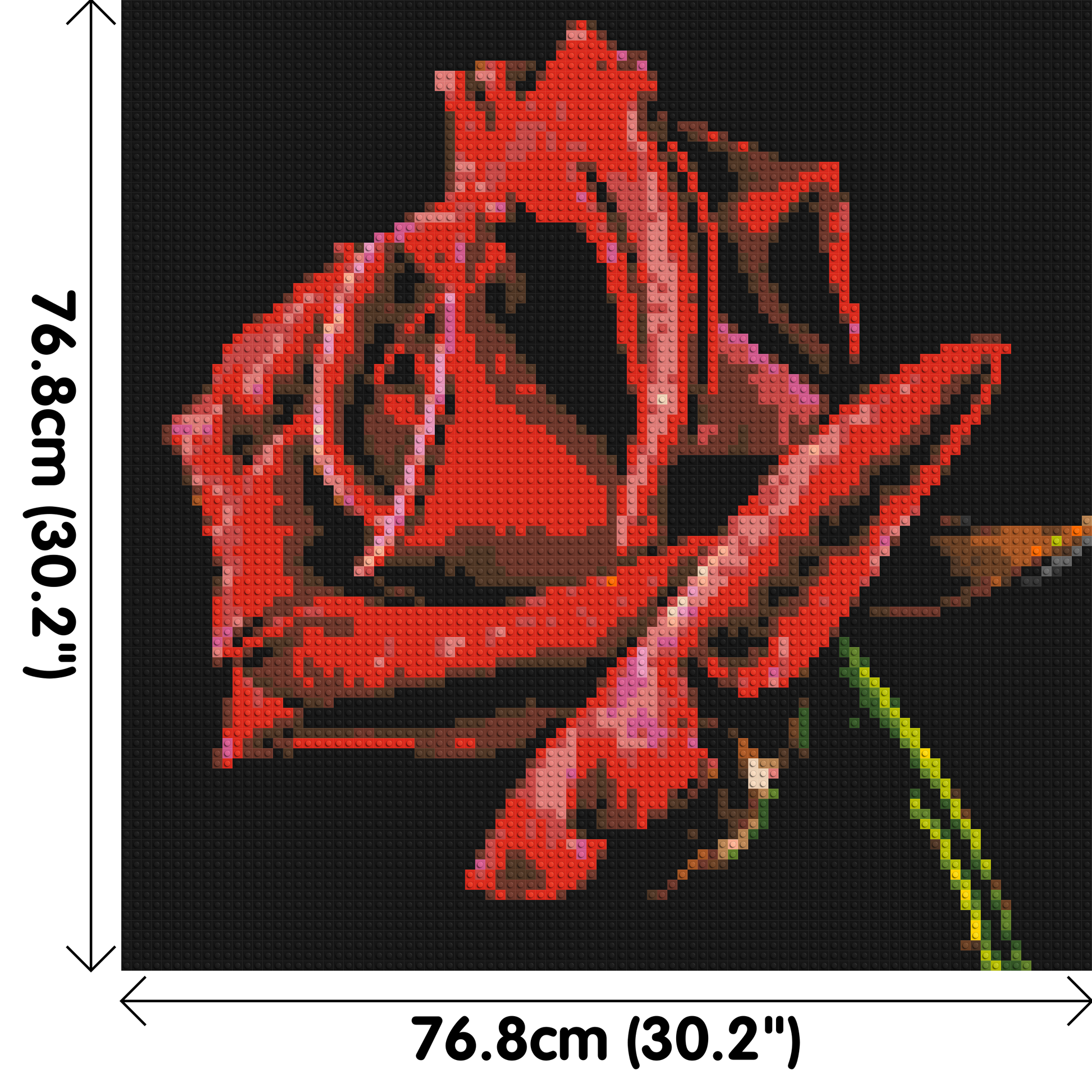 Red Rose - Brick Art Mosaic Kit 4x4 dimensions