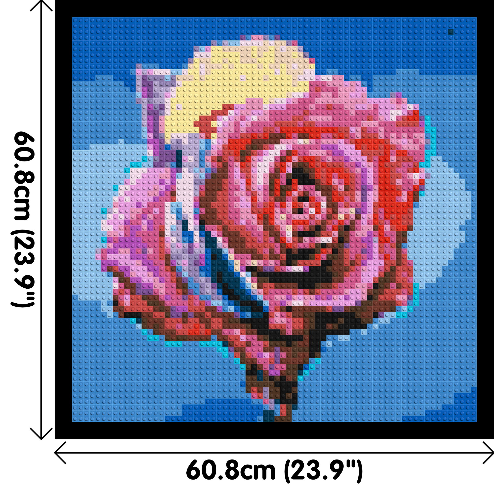 Colourful Rose - Brick Art Mosaic Kit 3x3 dimensions with frame