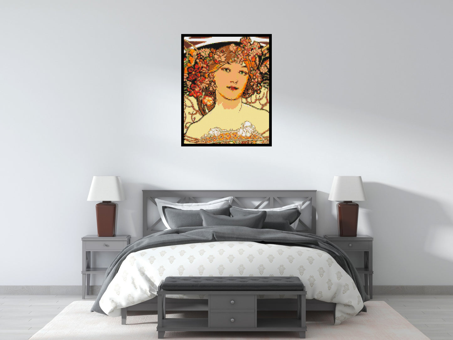 Detail of Reverie by Alphonse Mucha - Brick Art Mosaic Kit 4x5 large