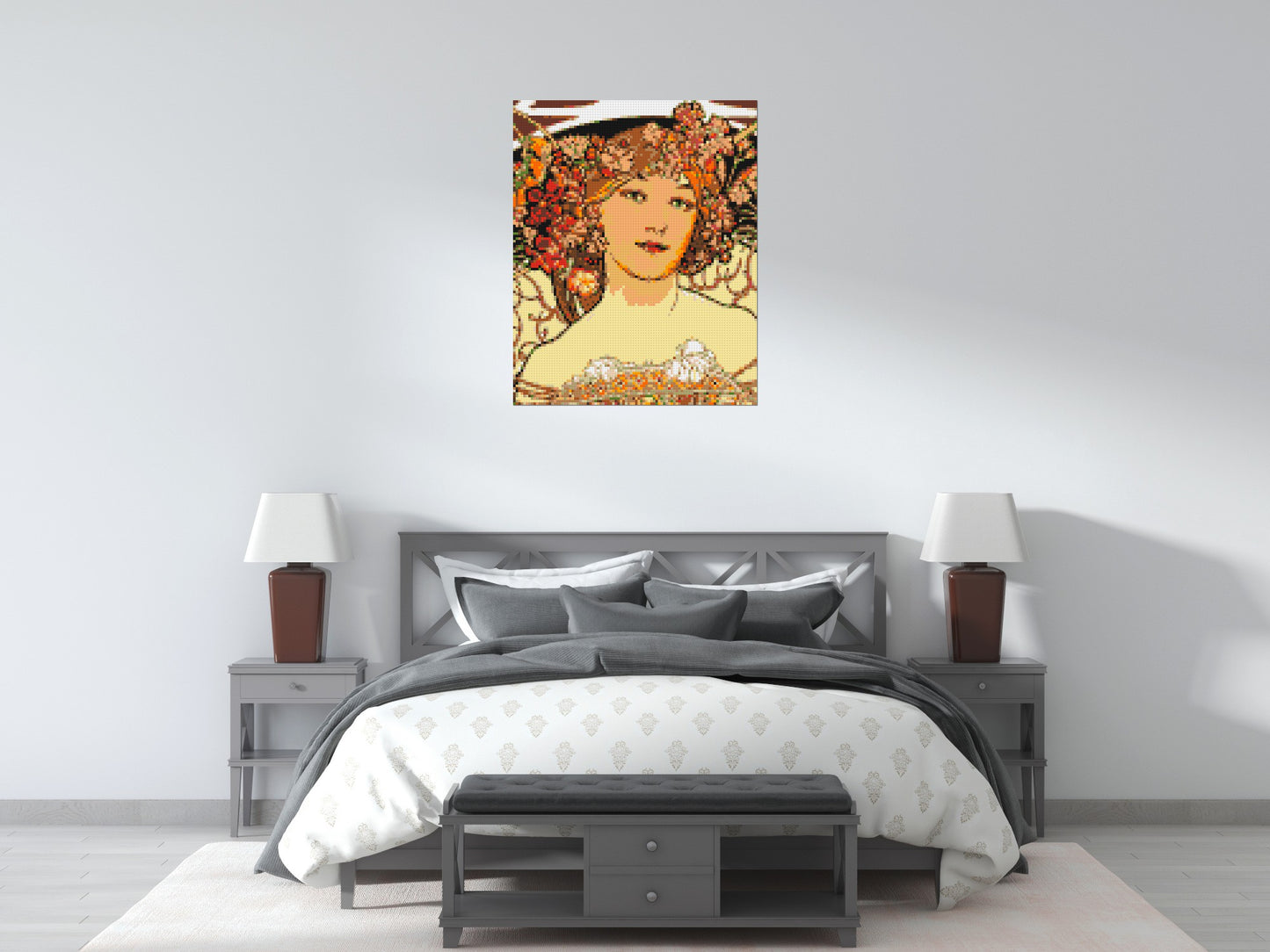 Detail of Reverie by Alphonse Mucha - Brick Art Mosaic Kit 4x5 large