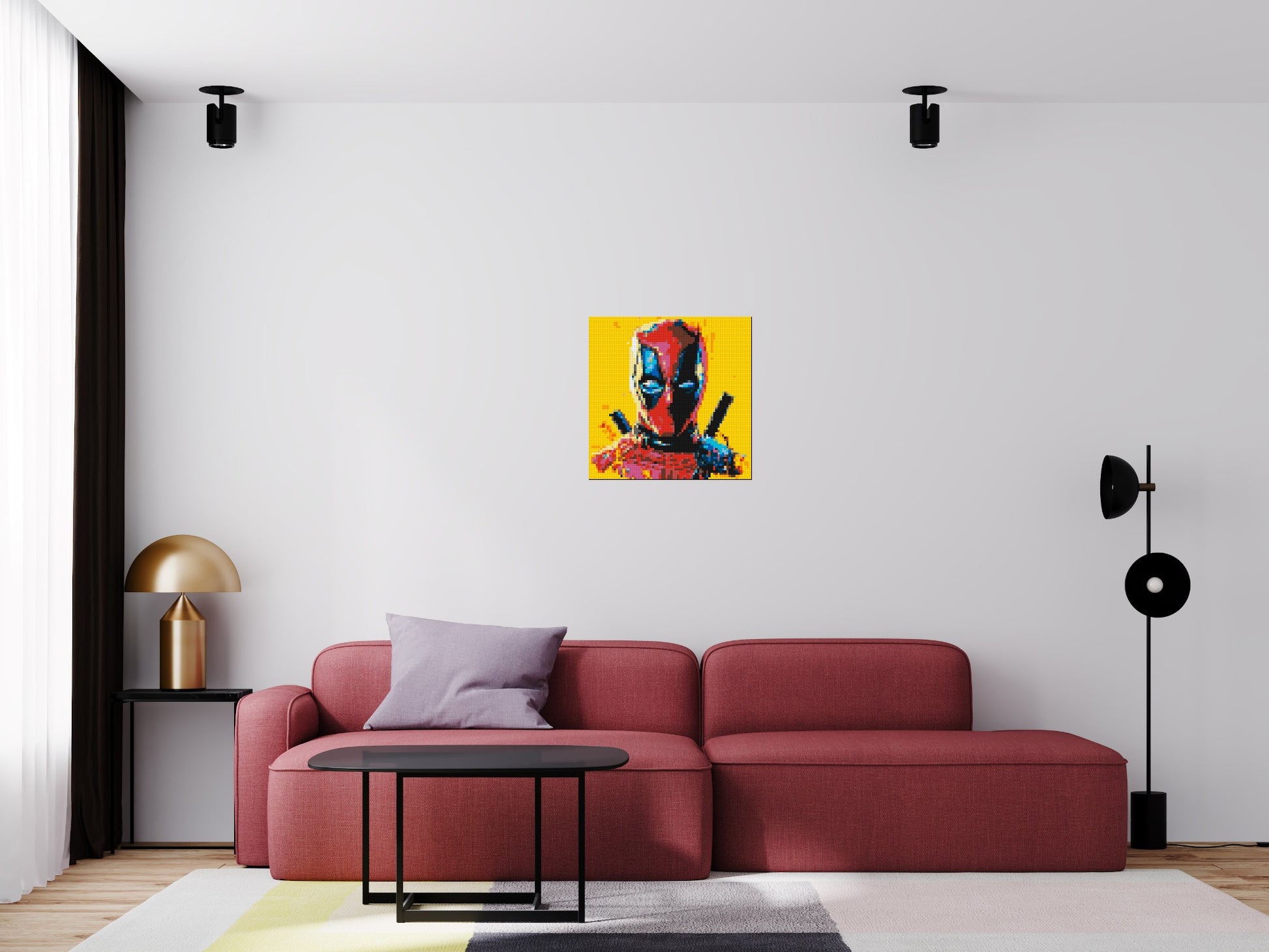 Deadpool Pixel Art - Brick Art Mosaic Kit 3x3 scene