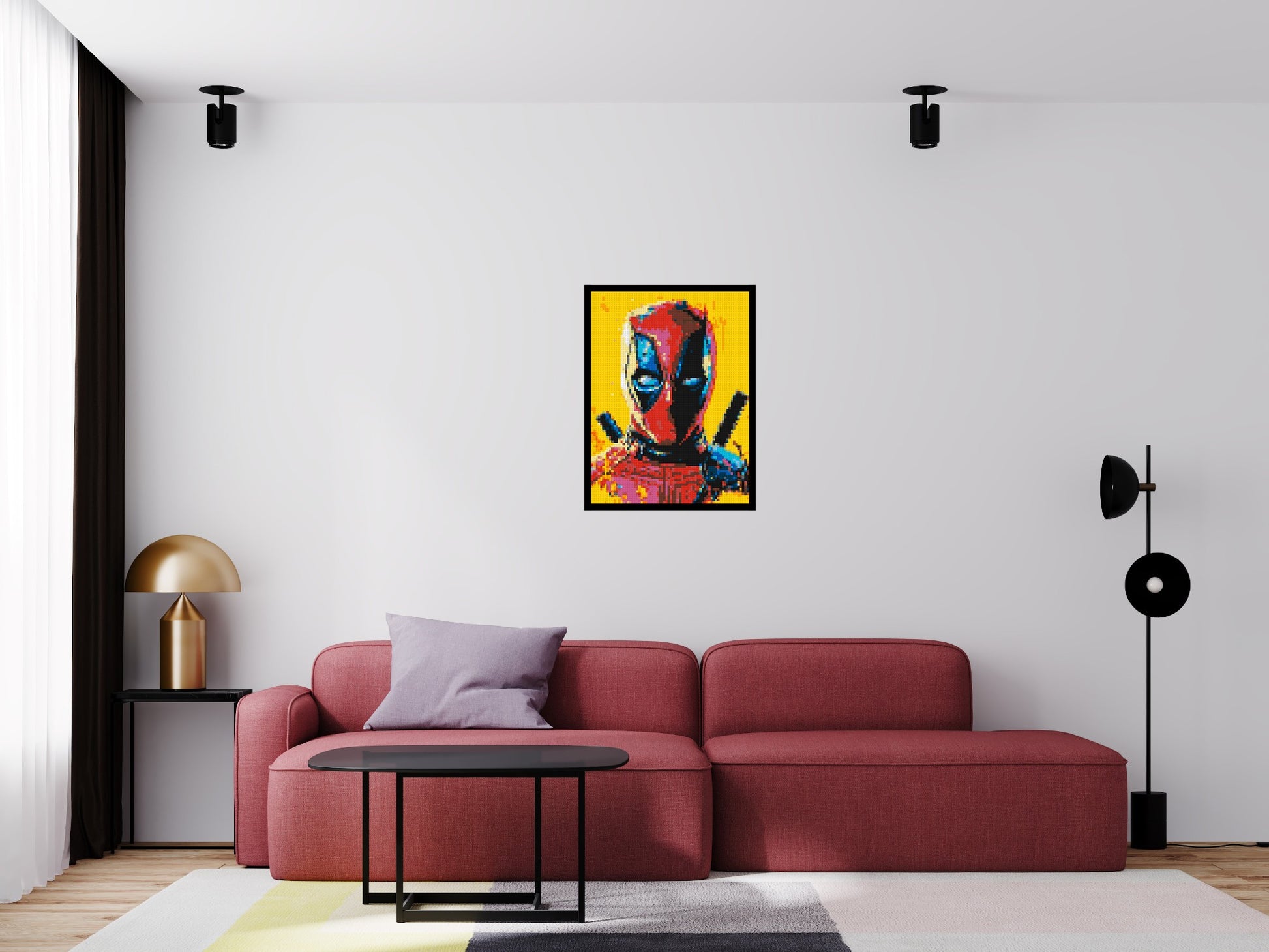 Deadpool Pixel Art - Brick Art Mosaic Kit 3x4 scene with frame